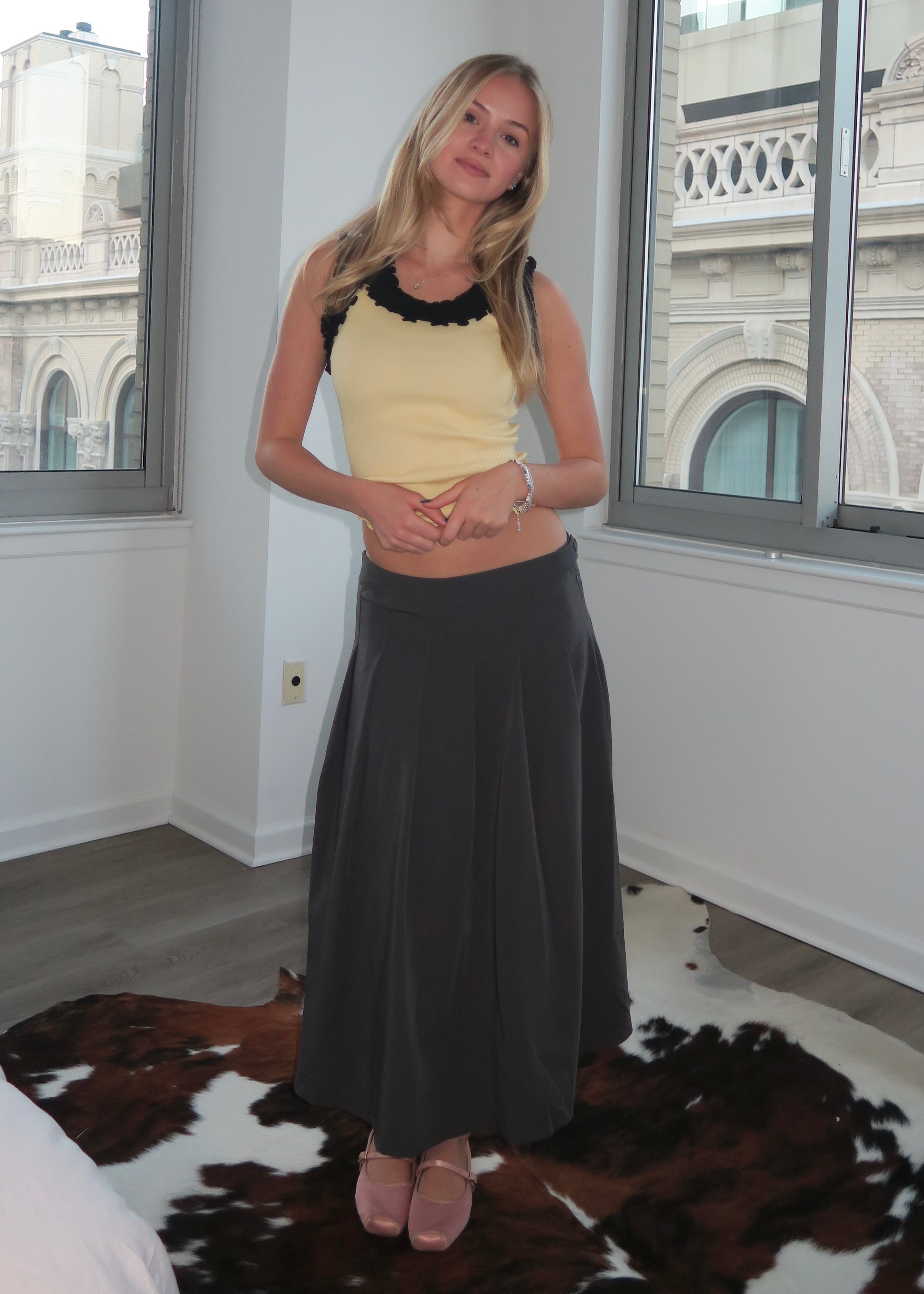 Premium Vanessa Pleated Midi Skirt in Charcoal - Ultimate Style Upgrade