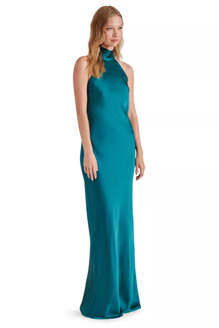 Premium Lara Satin Maxi Dress - Deep Teal | Ultimate Elegance