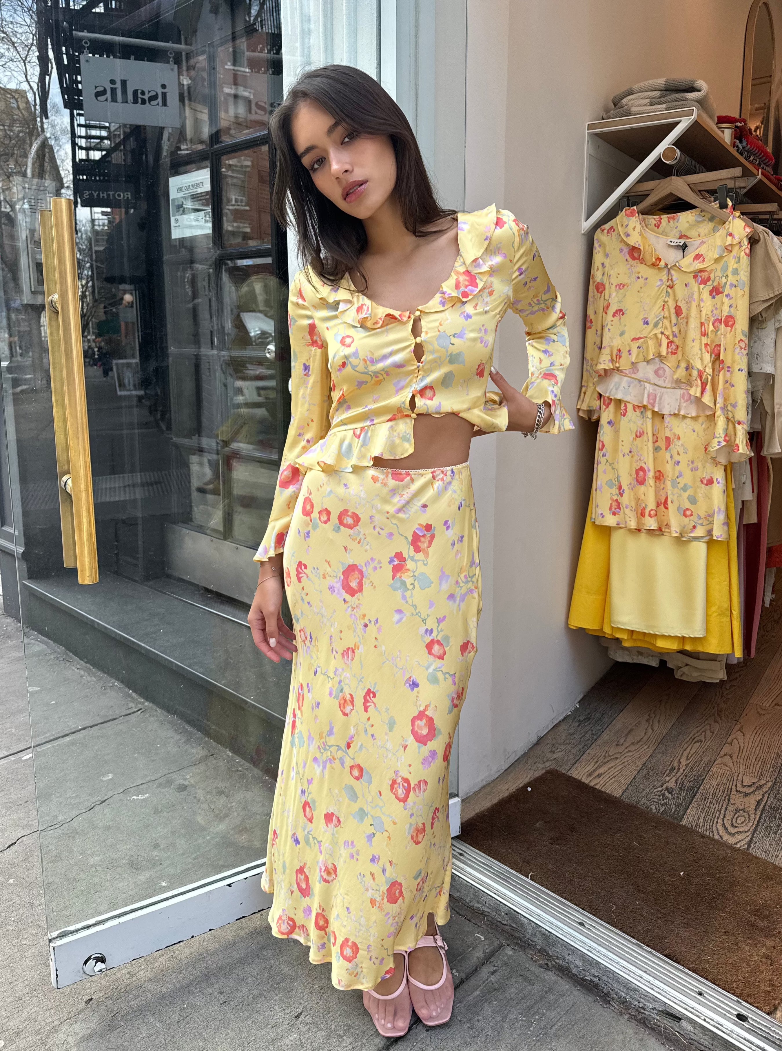 Premium Ardith Silk Skirt in Waterblossom Yellow - Ultimate Elegance