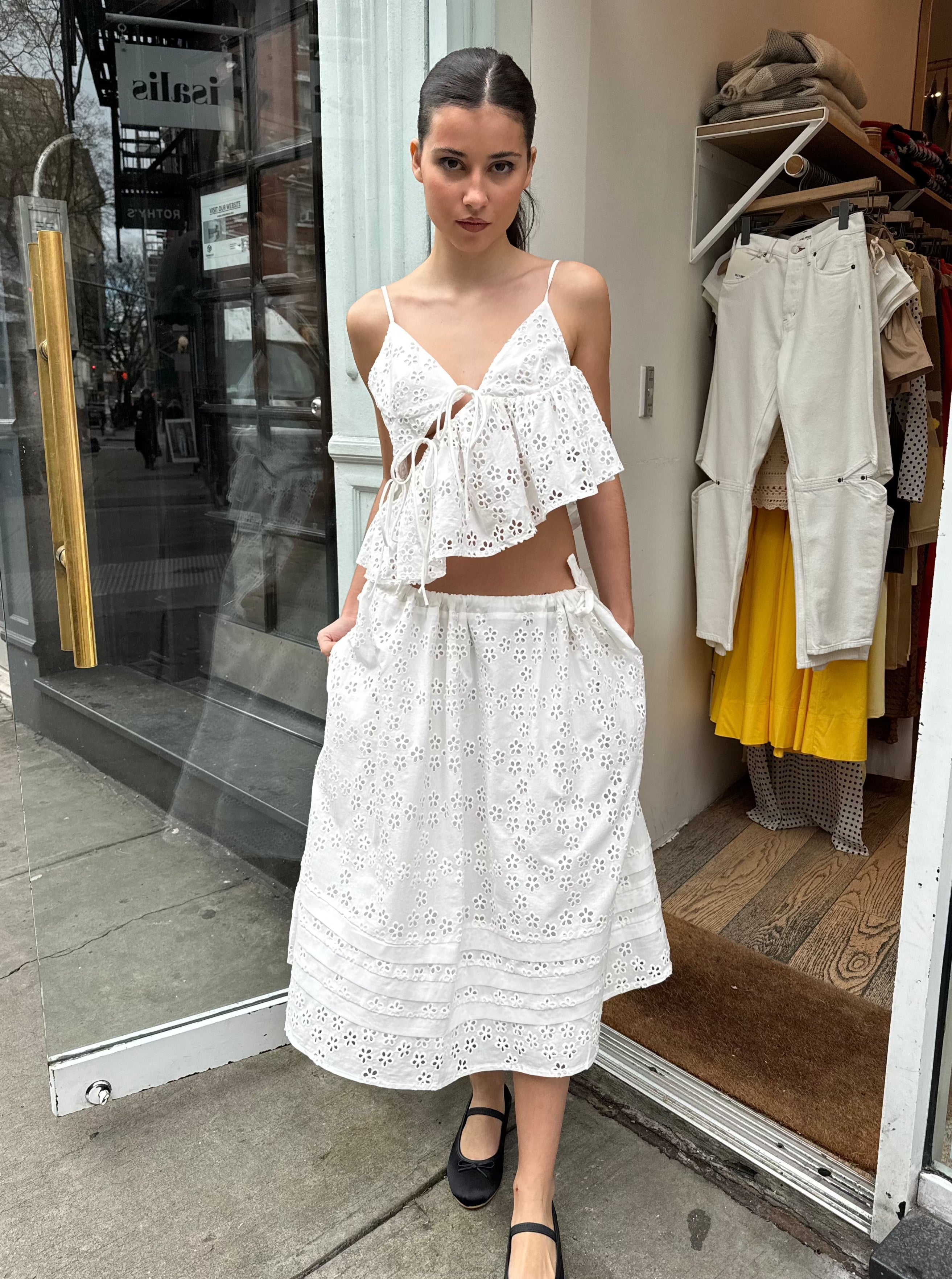 Premium Milk Eyelet Edamame Skirt - Ultimate Comfort & Style