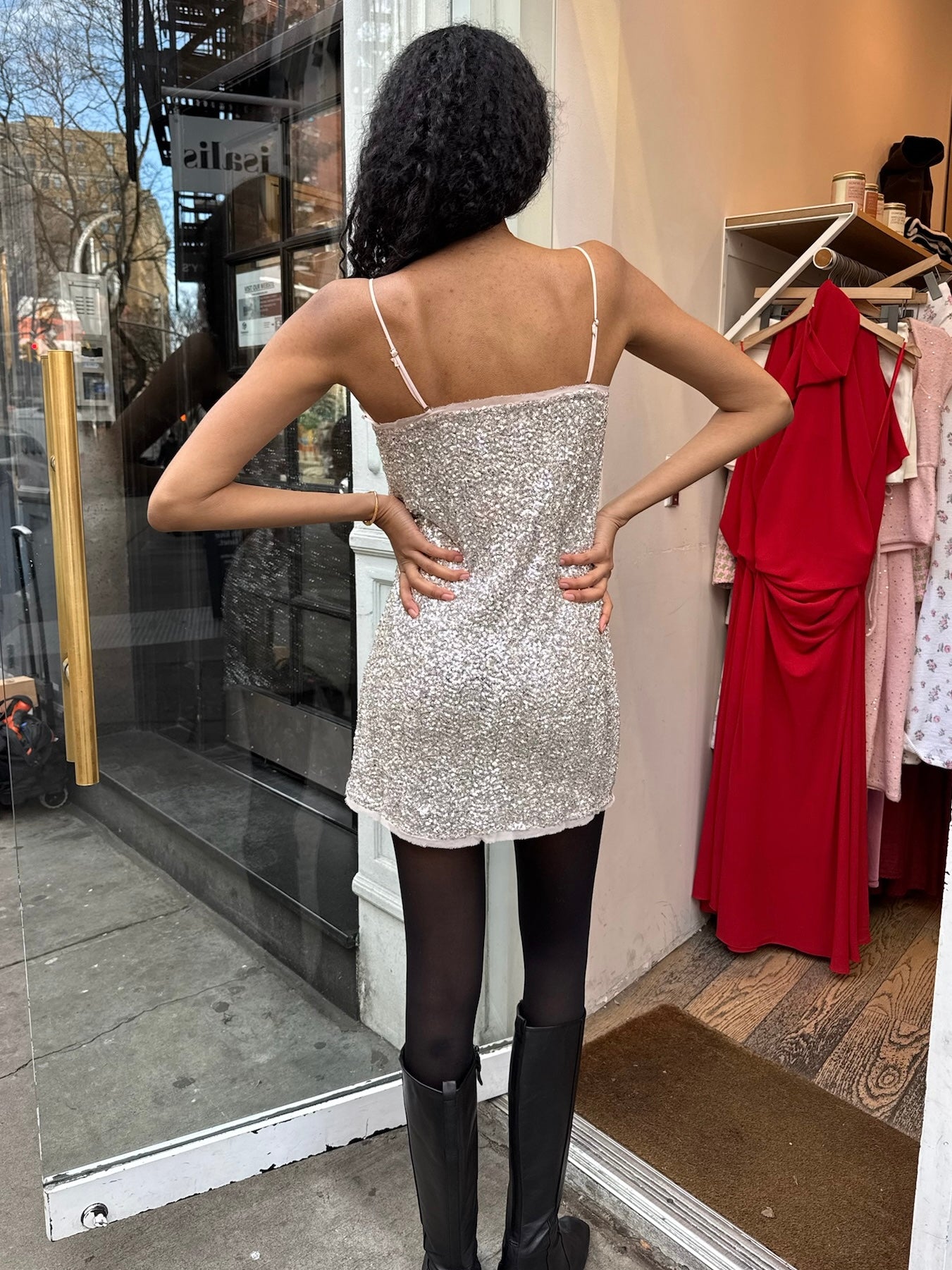 Champagne Glamour Sequin Mini Dress by Ria