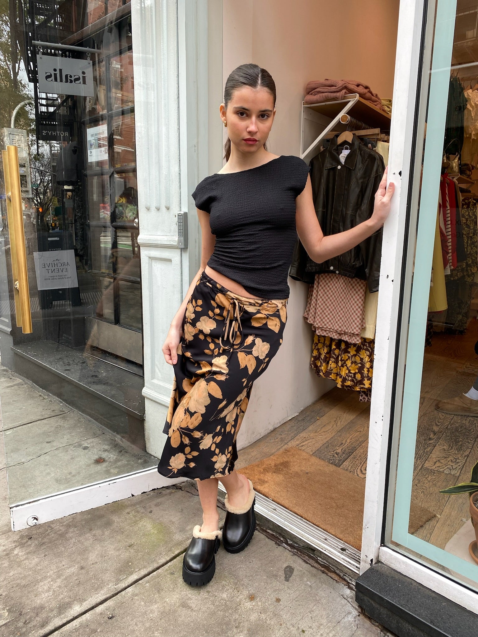 Premium Coco Maxi Skirt - Black Floral Design