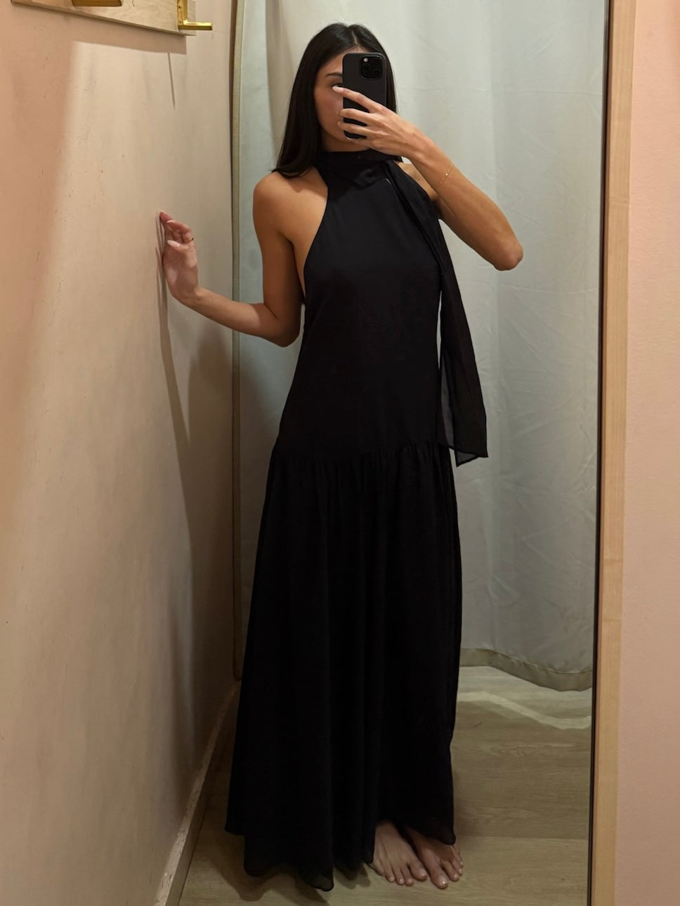 Premium Lina High Neck Dress - Ultimate Black Elegance