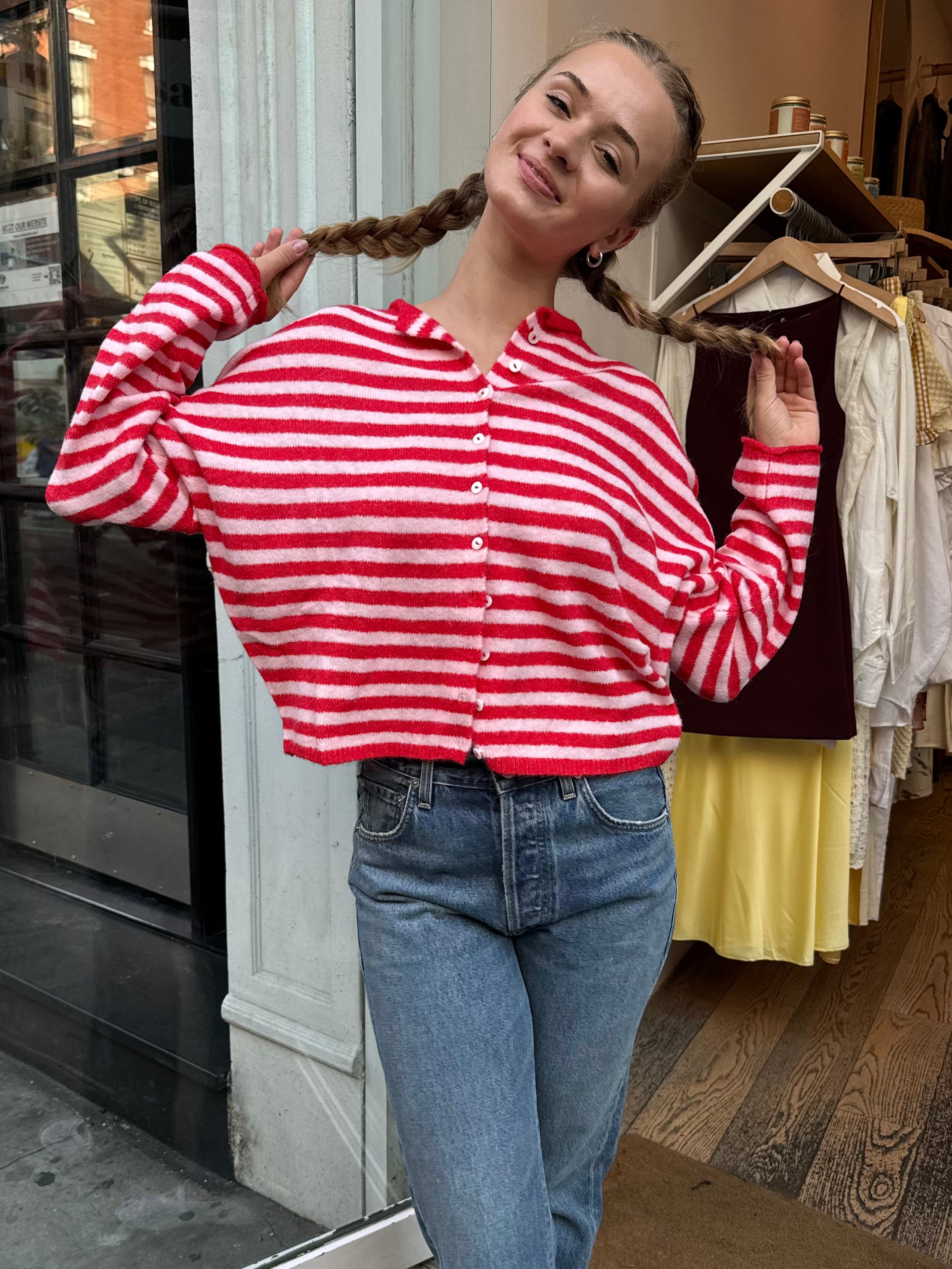 Premium Pisces Candy Cane Button-Down Cardigan - Ultimate Comfort & Style