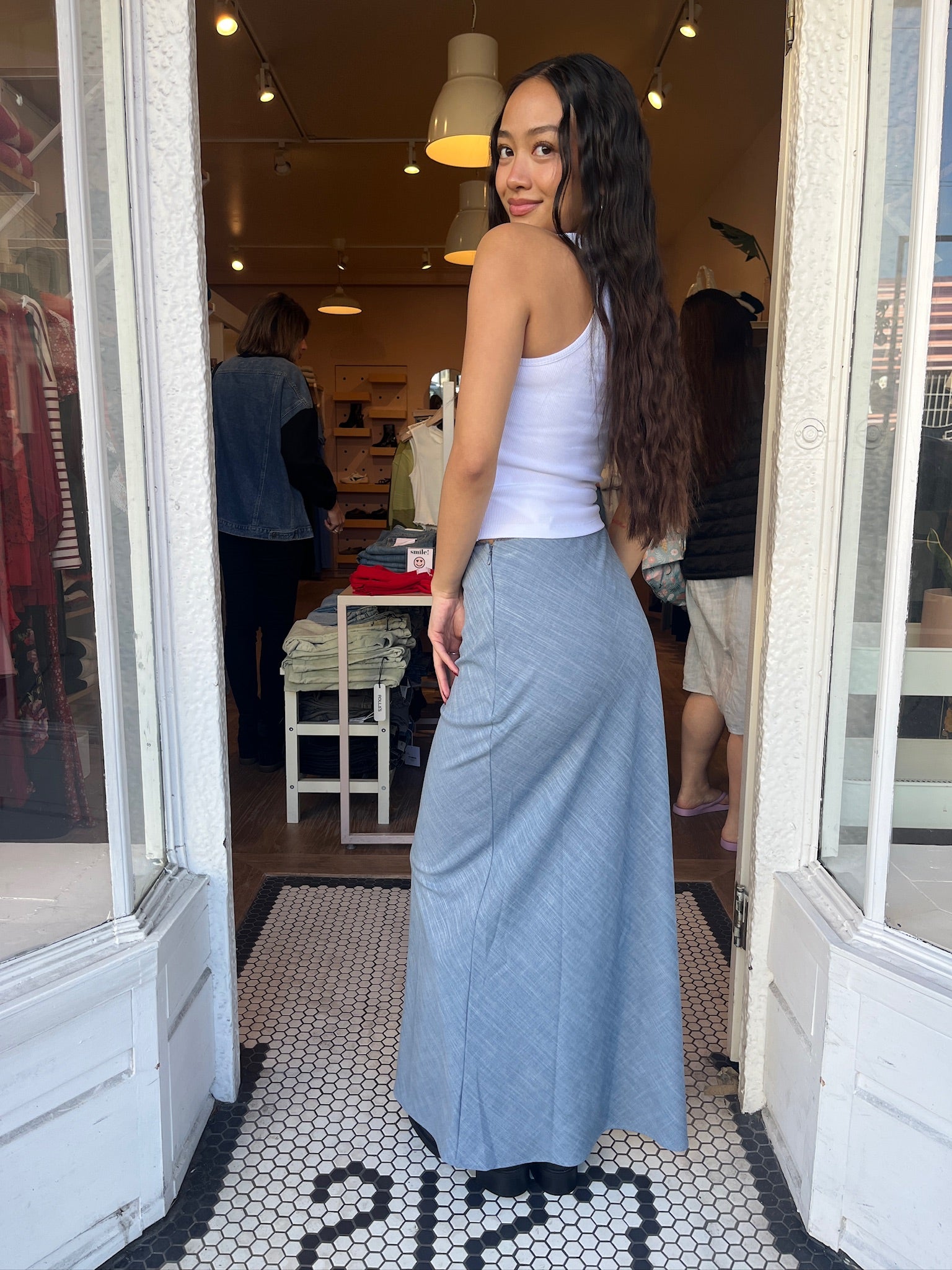 Premium Hope Maxi Skirt in Chambray - Ultimate Comfort & Style