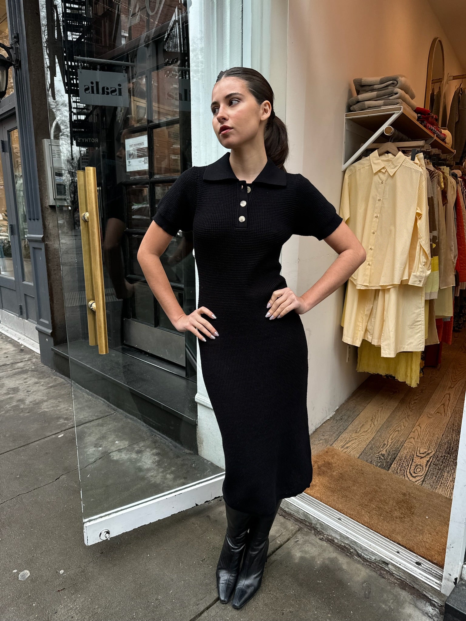 Premium Bronte Rib Midi Dress - Ultimate Black Elegance