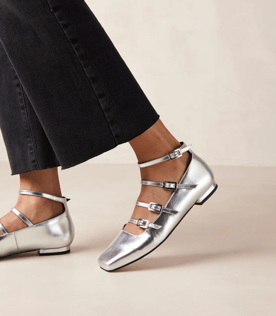 Luke Shimmer Silver Premium Ballet Flats