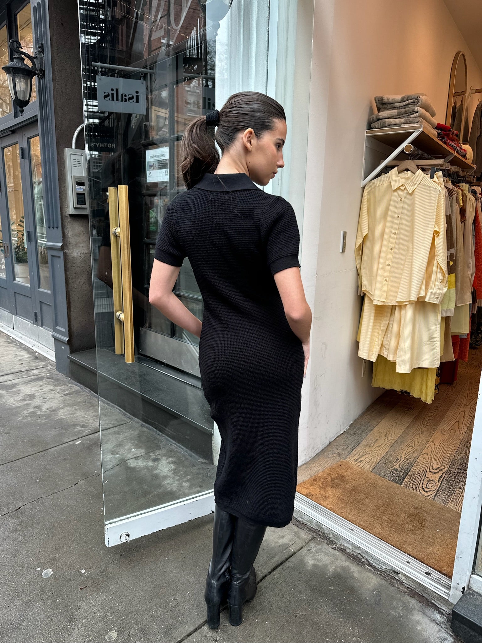 Premium Bronte Rib Midi Dress - Ultimate Black Elegance