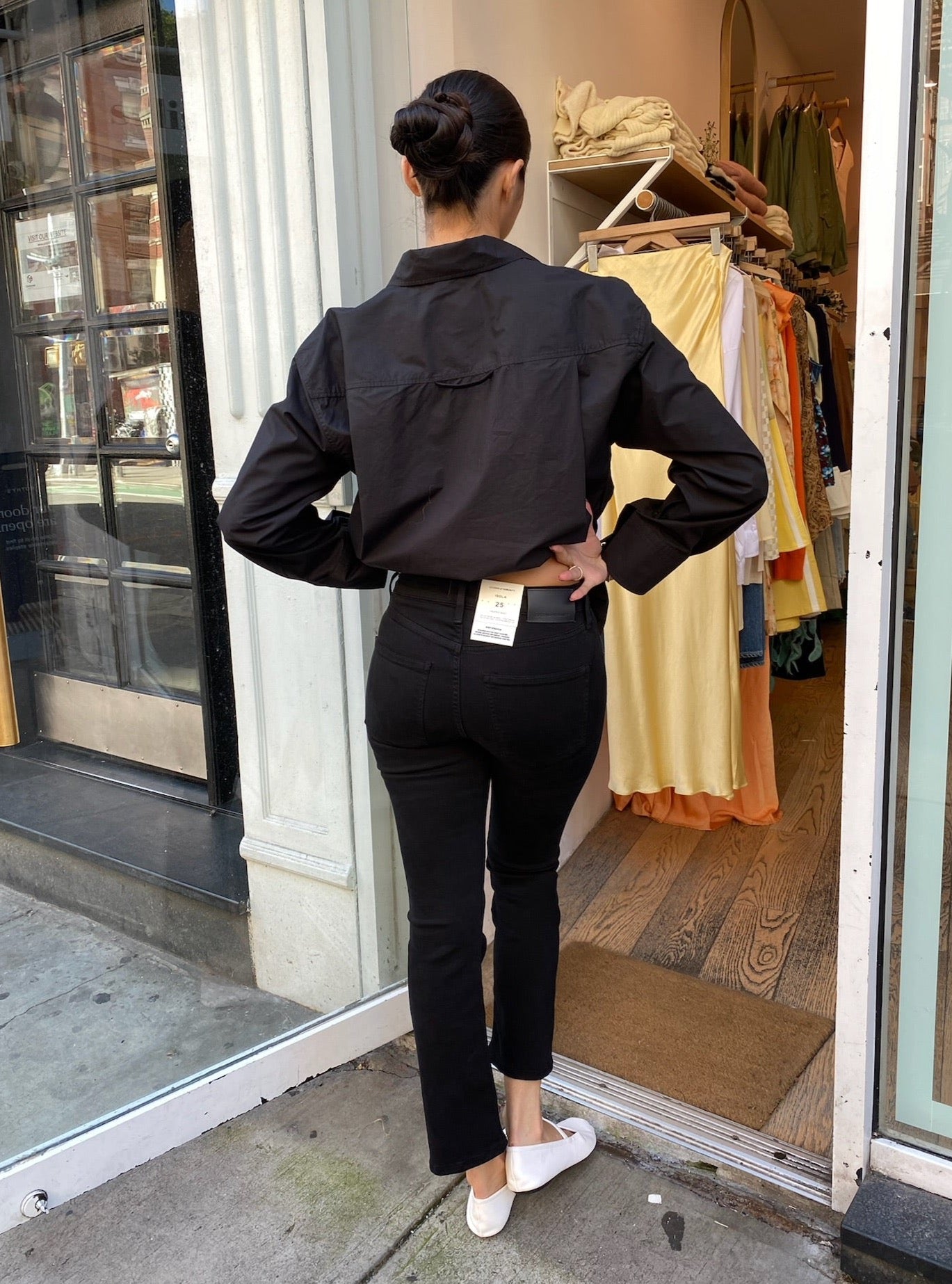 Premium Isola Crop Jeans with Welt in Plush Black
