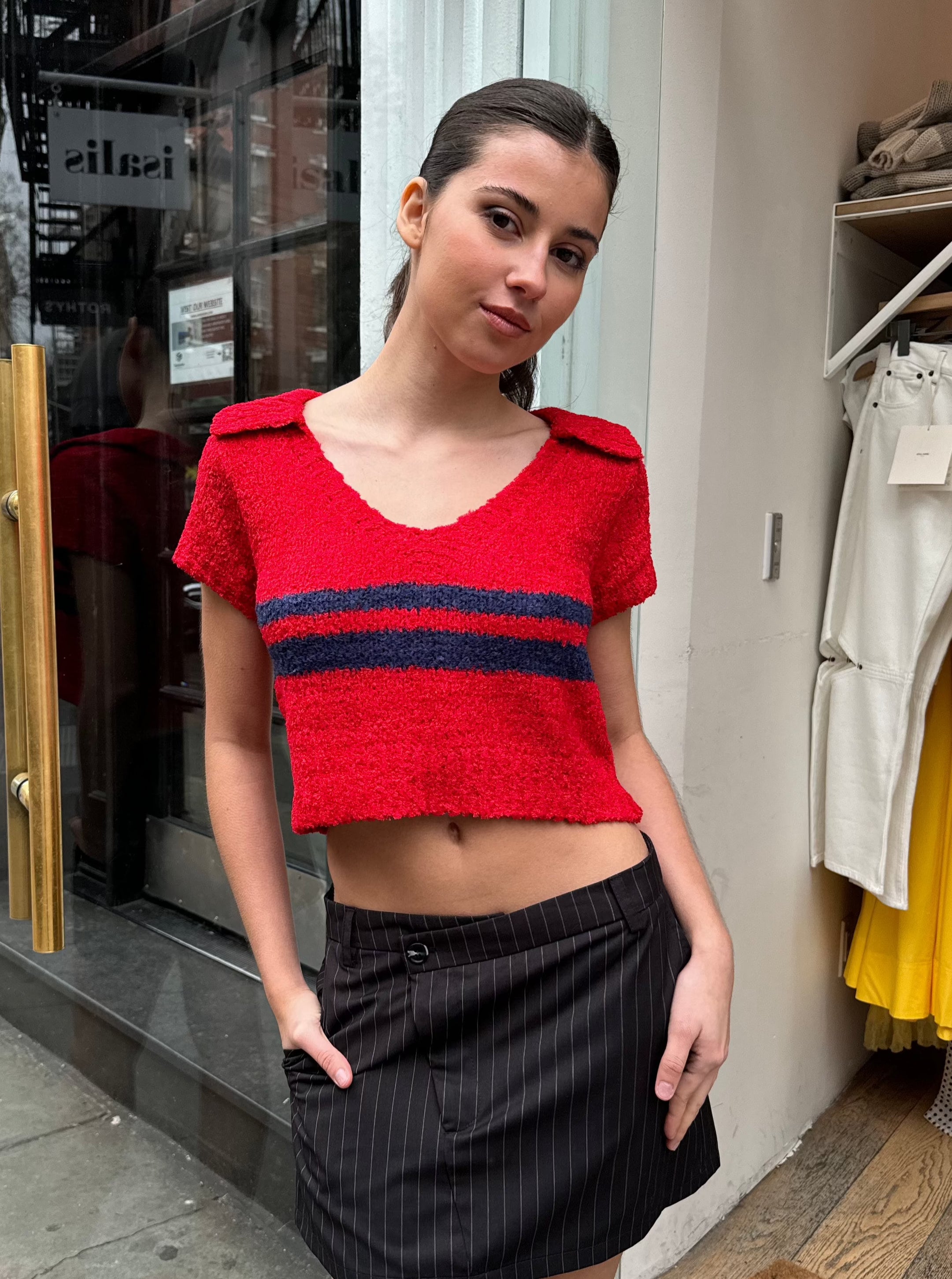 Premium Red Polo Knit Top - Ultimate Comfort & Style