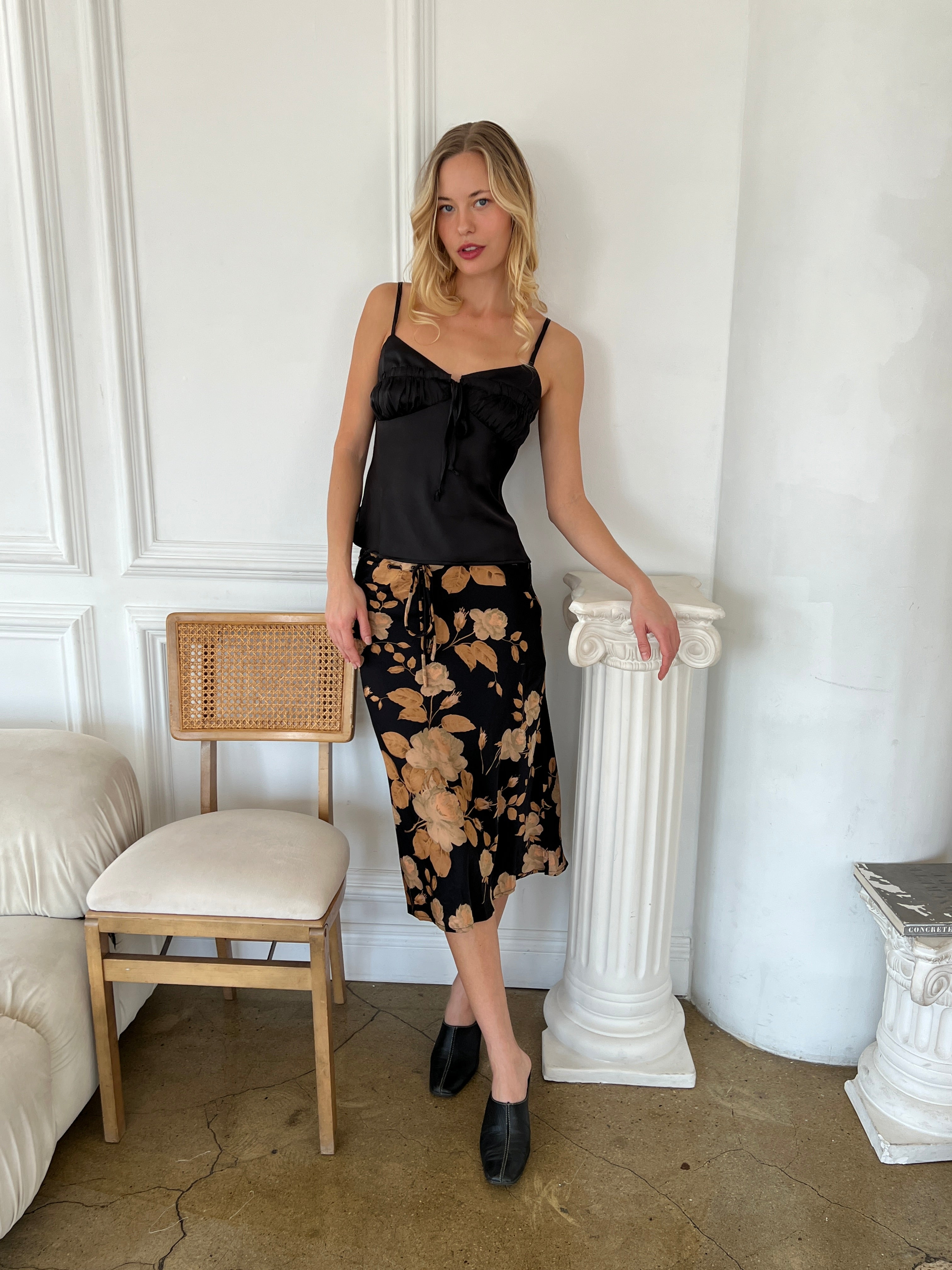 Premium Coco Maxi Skirt - Black Floral Design