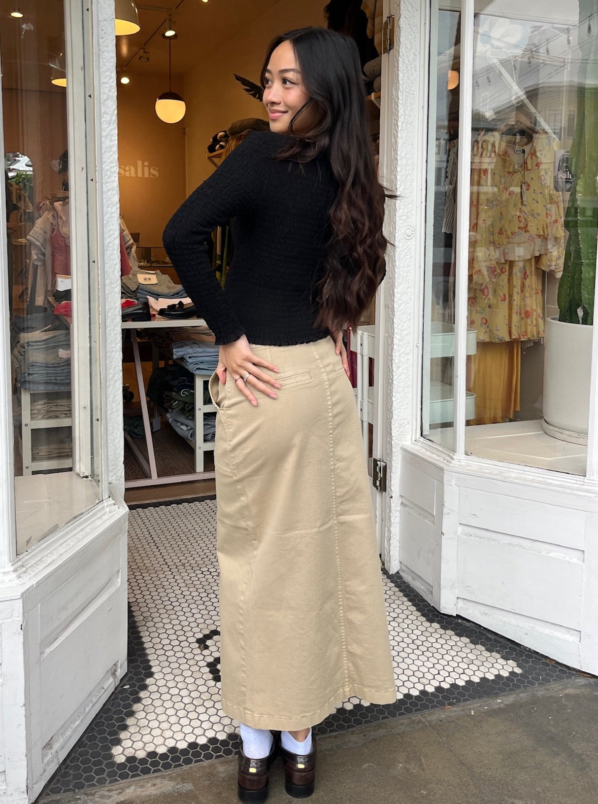 Premium Pamela Midi Skirt in Latte - Ultimate Comfort & Style