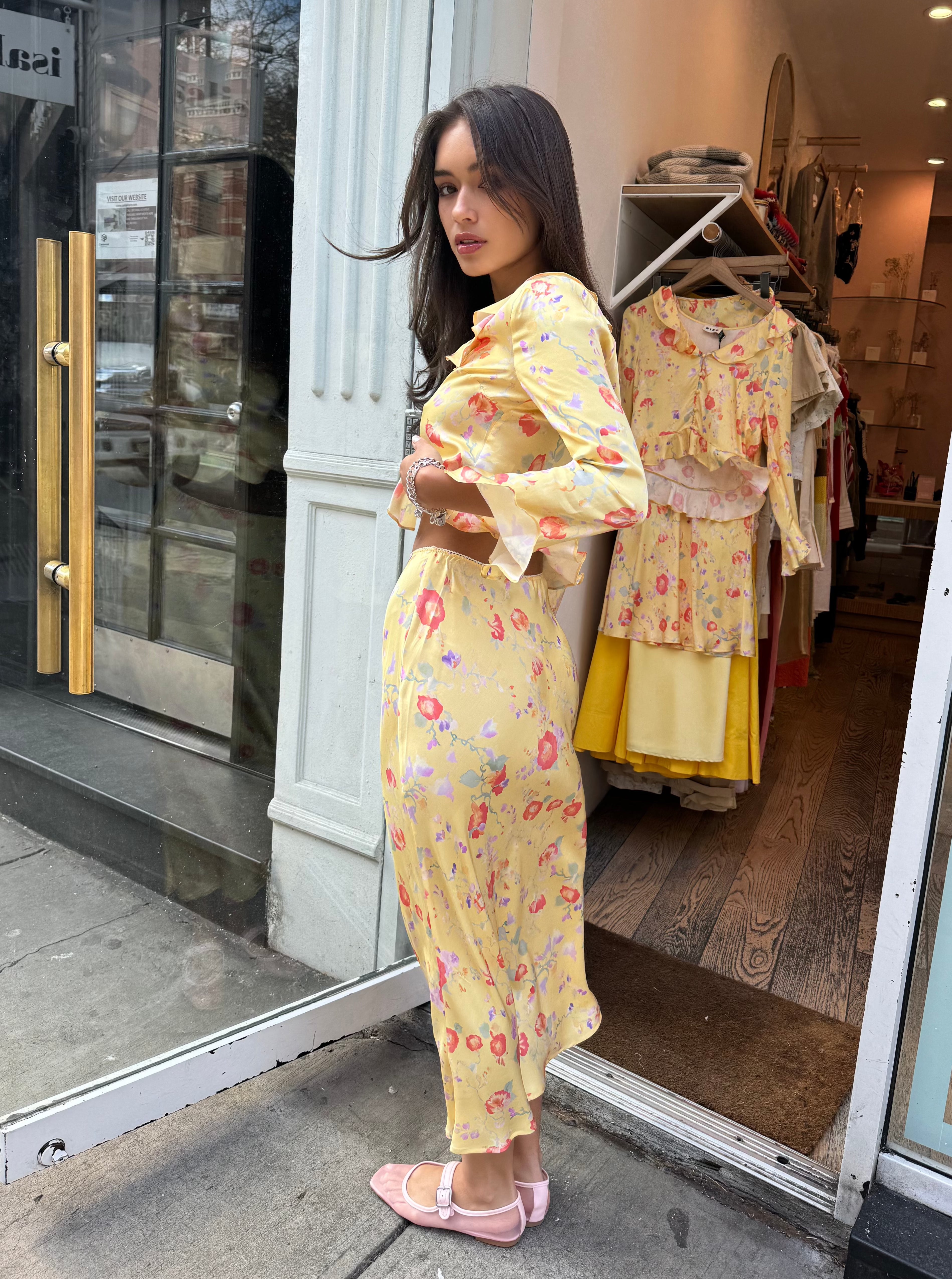 Premium Ardith Silk Skirt in Waterblossom Yellow - Ultimate Elegance