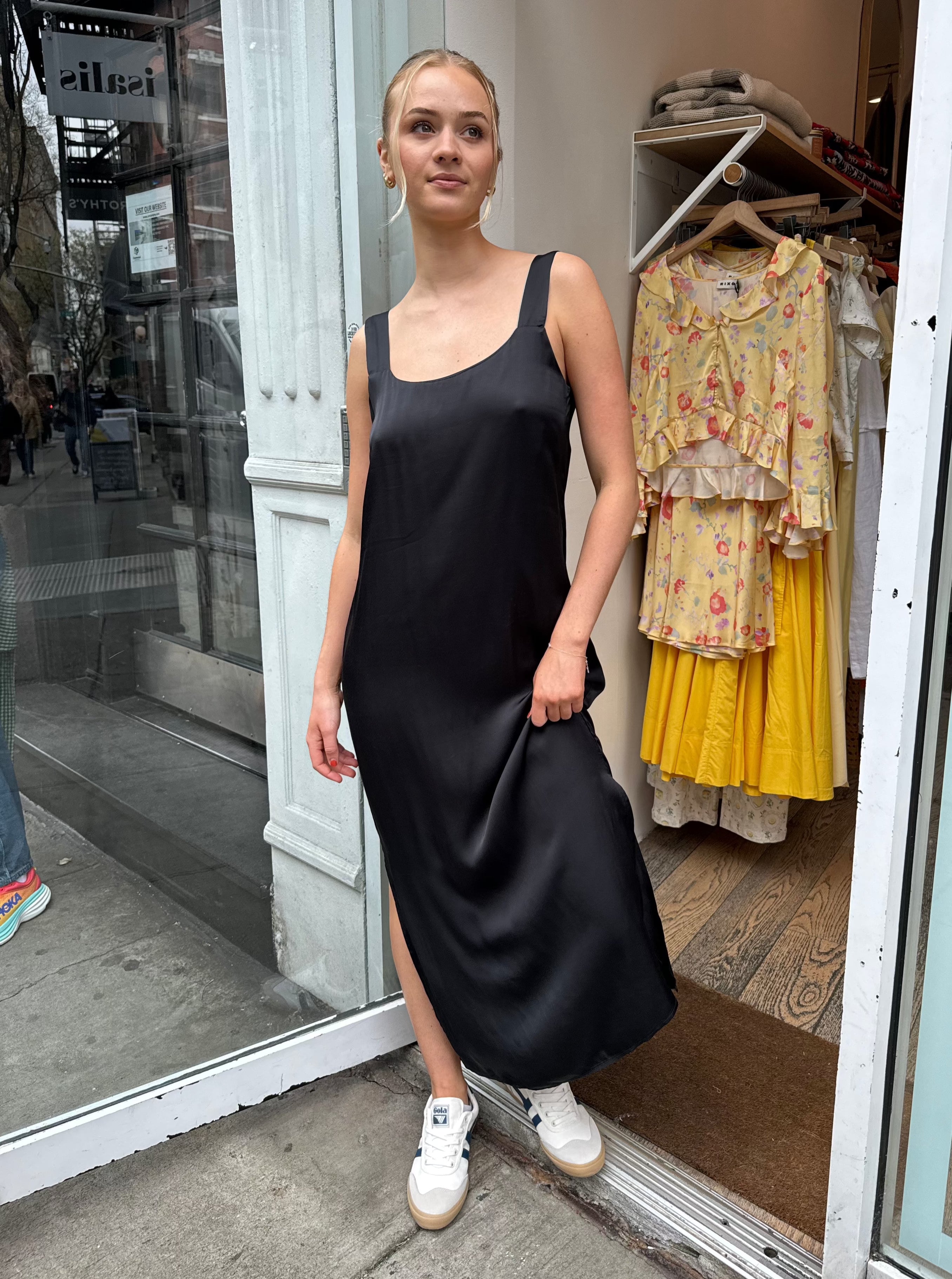 Premium Silky Cami Dress in Jet - Ultimate Comfort & Style