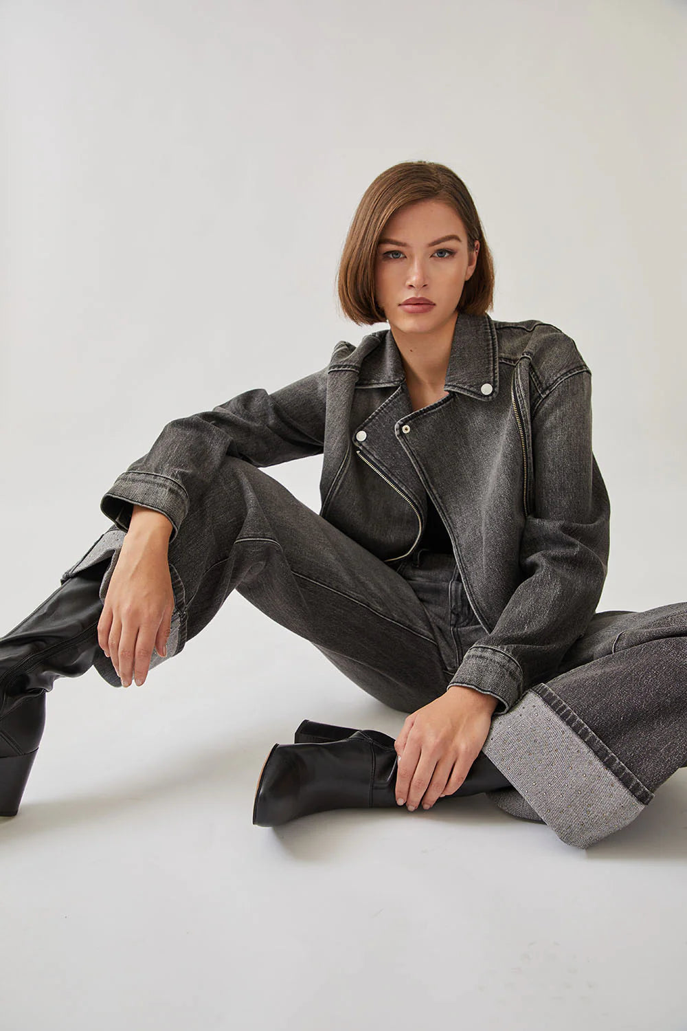 Premium Tribecca Wide Cuff Jean - Black Diamond | Retro Style & Sustainable Denim