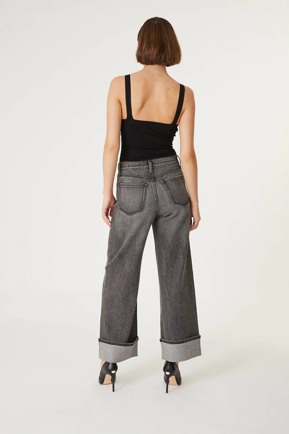 Premium Tribecca Wide Cuff Jean - Black Diamond | Retro Style & Sustainable Denim