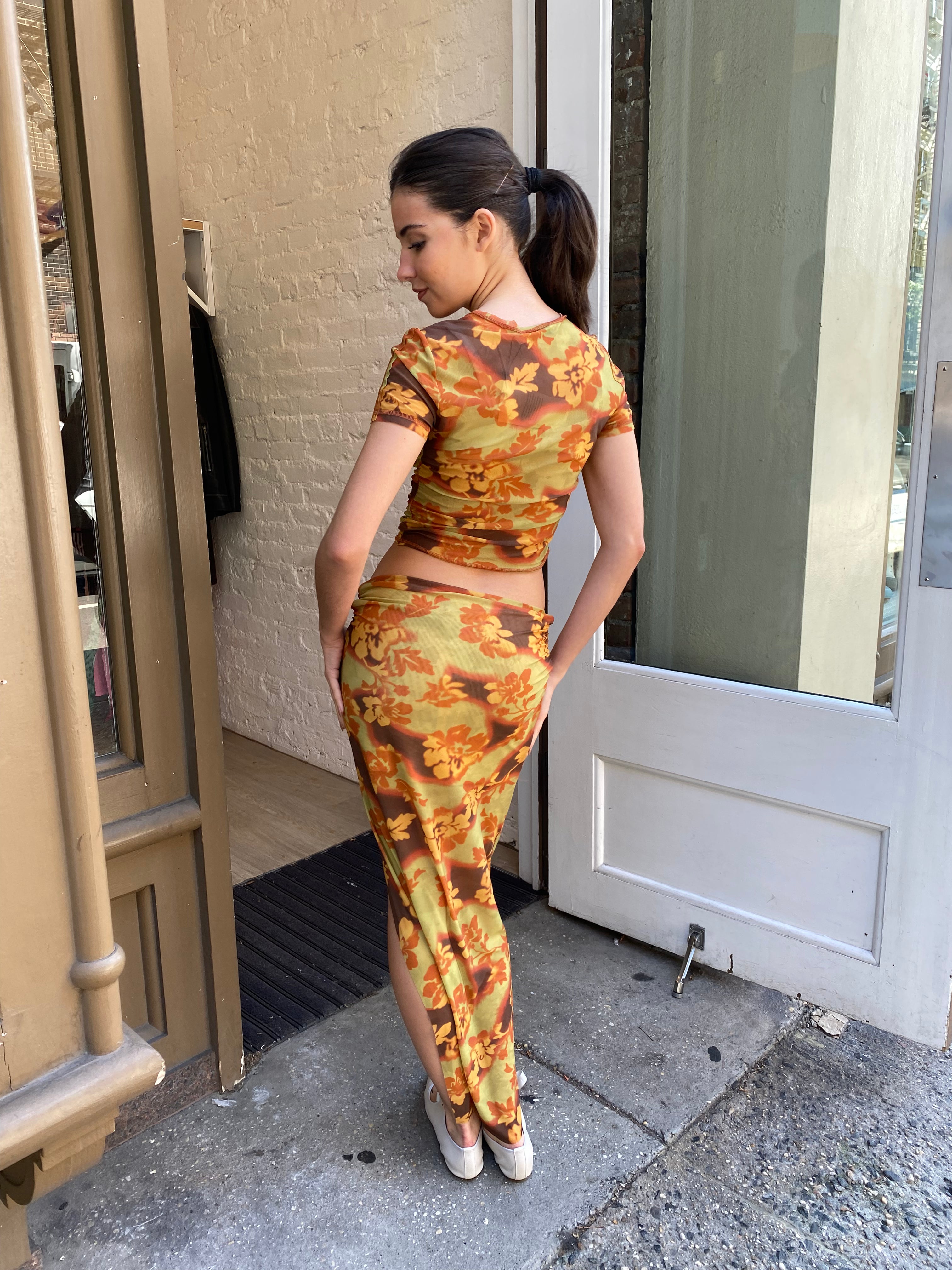 Premium Julien Maxi Skirt - Hibiscus Patch Design