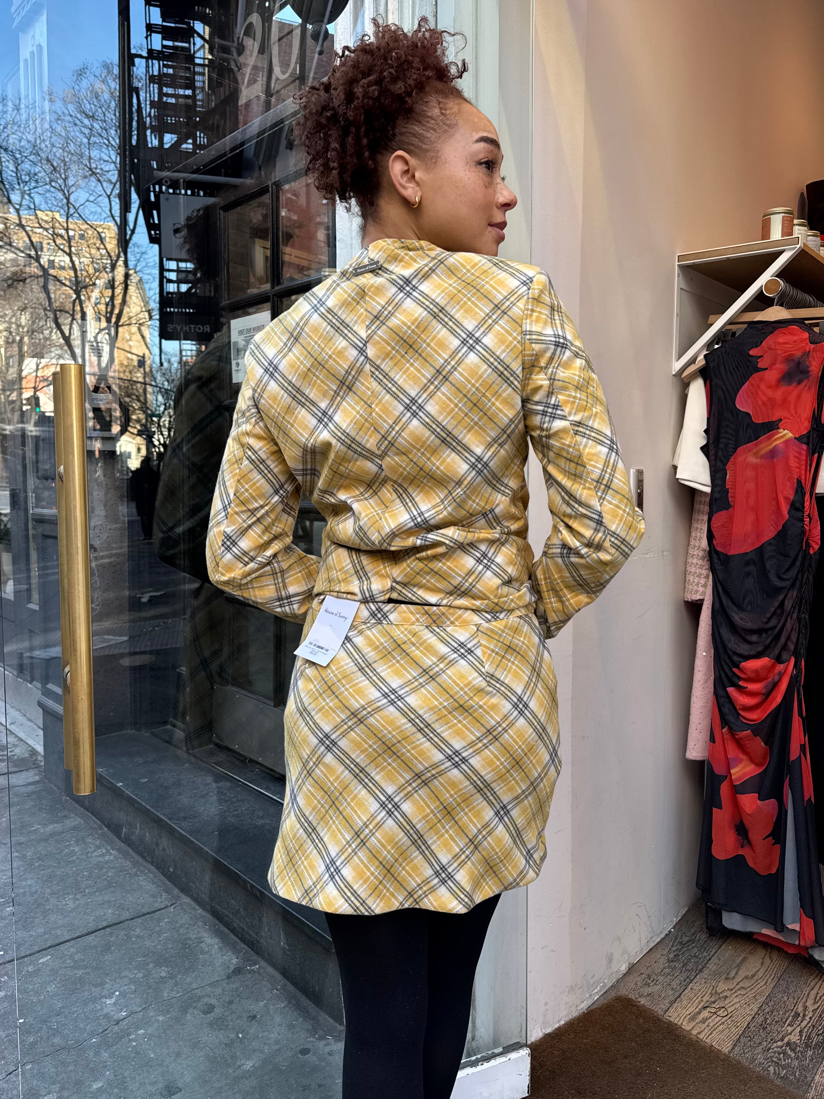 Premium Yellow Check Bias Cut Skirt - Ultimate Style Upgrade