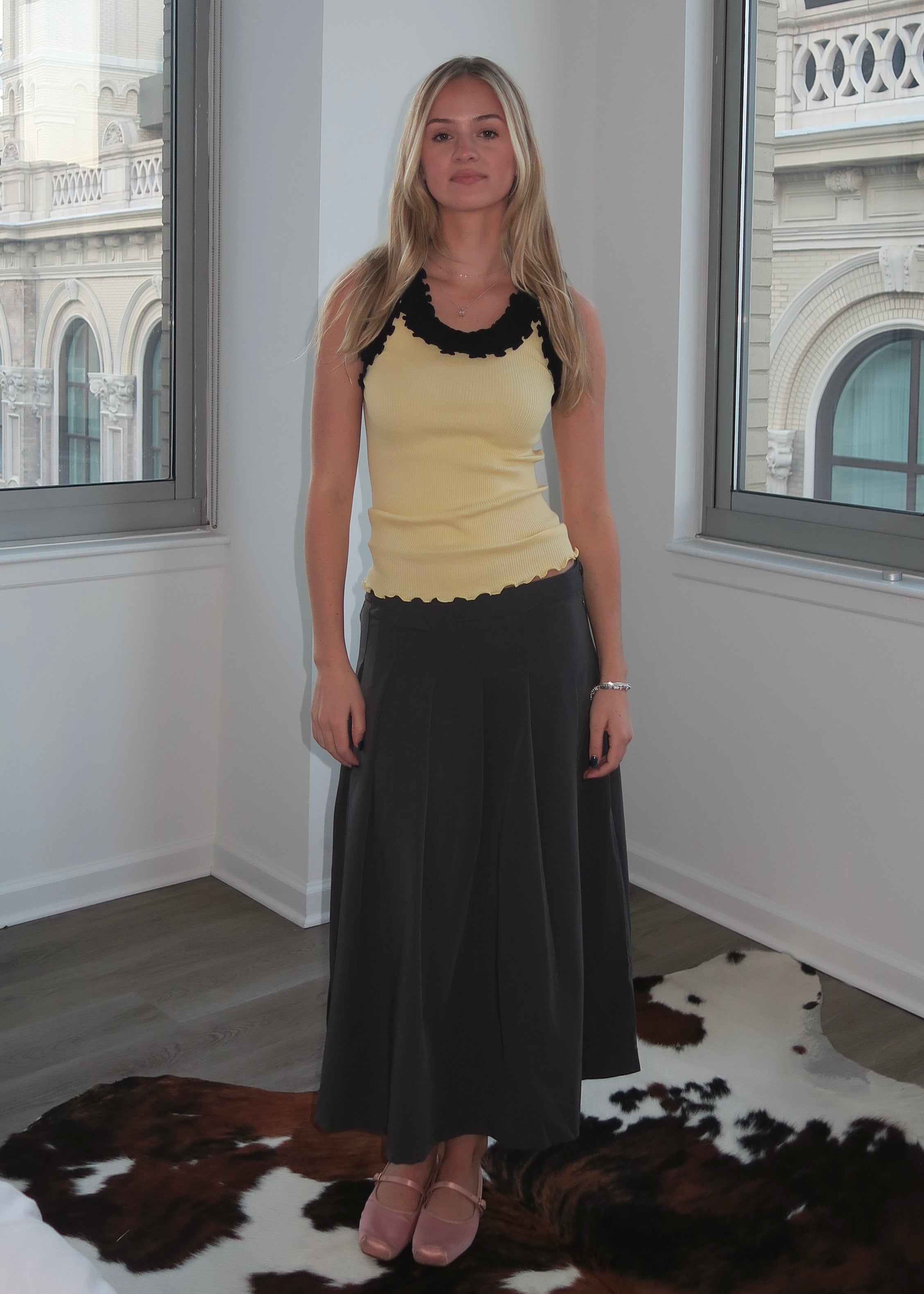 Premium Vanessa Pleated Midi Skirt in Charcoal - Ultimate Style Upgrade