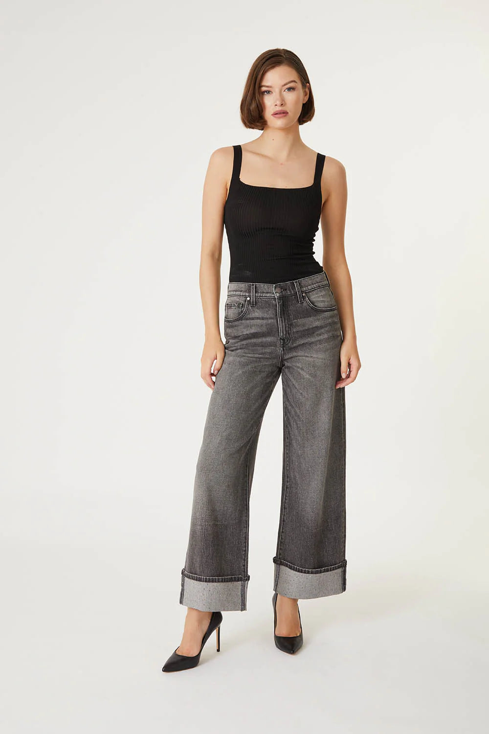 Premium Tribecca Wide Cuff Jean - Black Diamond | Retro Style & Sustainable Denim