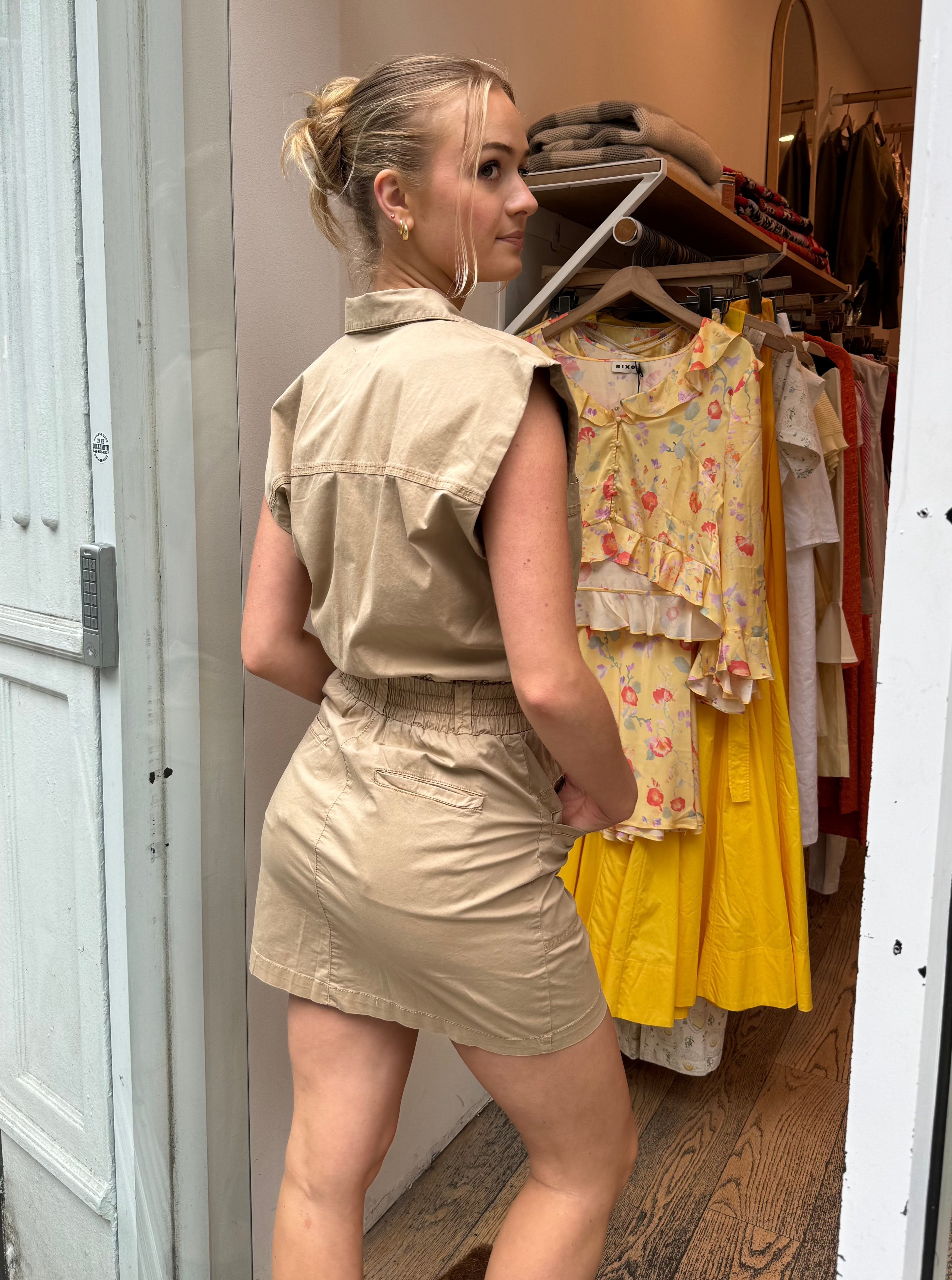 Premium Rosie Shoulder Pad Mini Dress in Coconut - Ultimate Comfort & Style