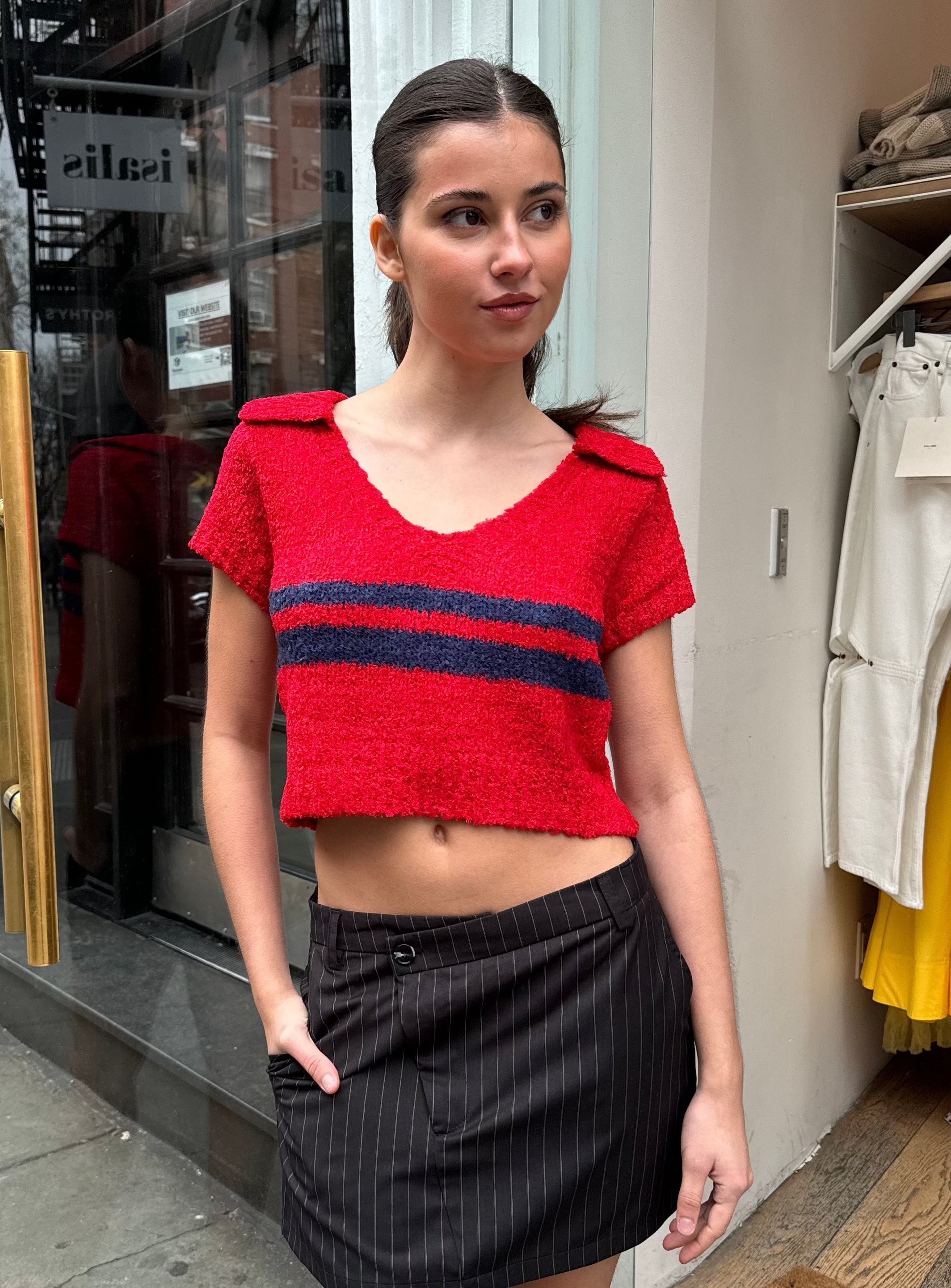 Premium Red Polo Knit Top - Ultimate Comfort & Style