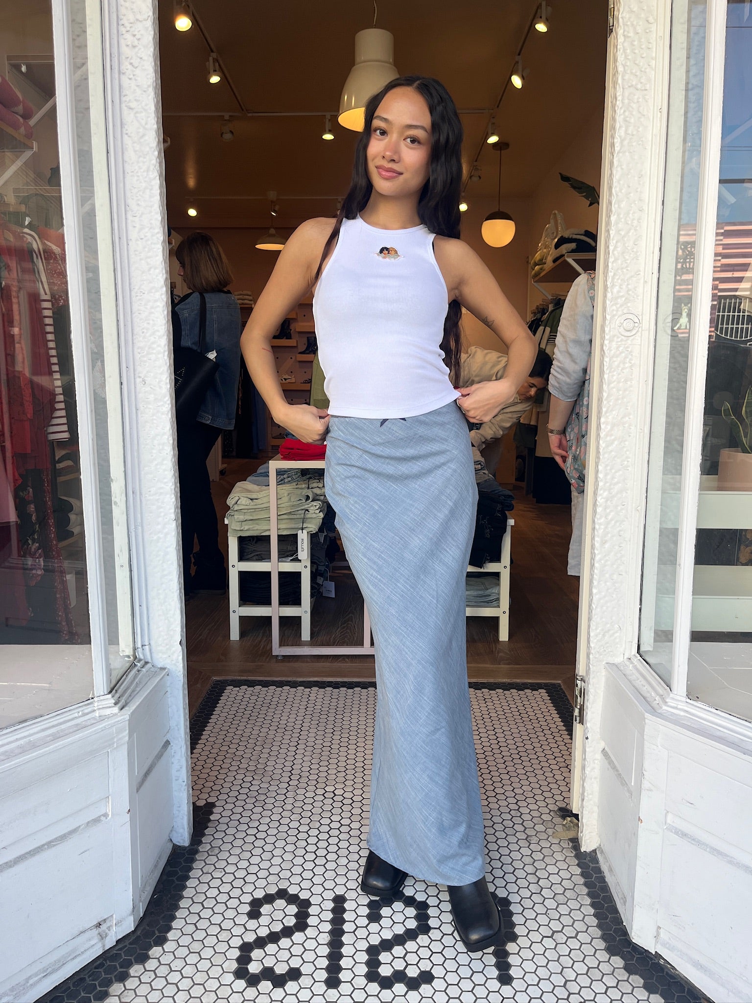 Premium Hope Maxi Skirt in Chambray - Ultimate Comfort & Style