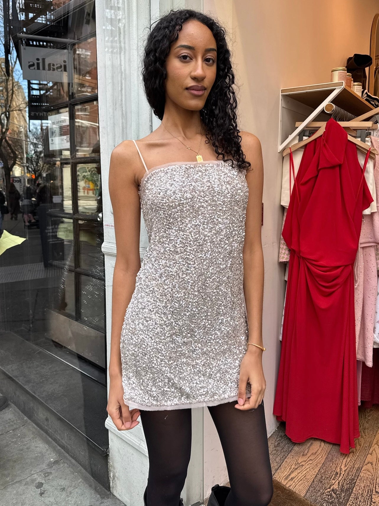 Champagne Glamour Sequin Mini Dress by Ria
