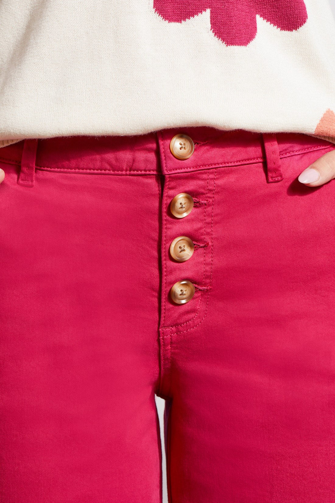 Premium Audrey Button Fly Wide Leg Jean - Daiquiri
