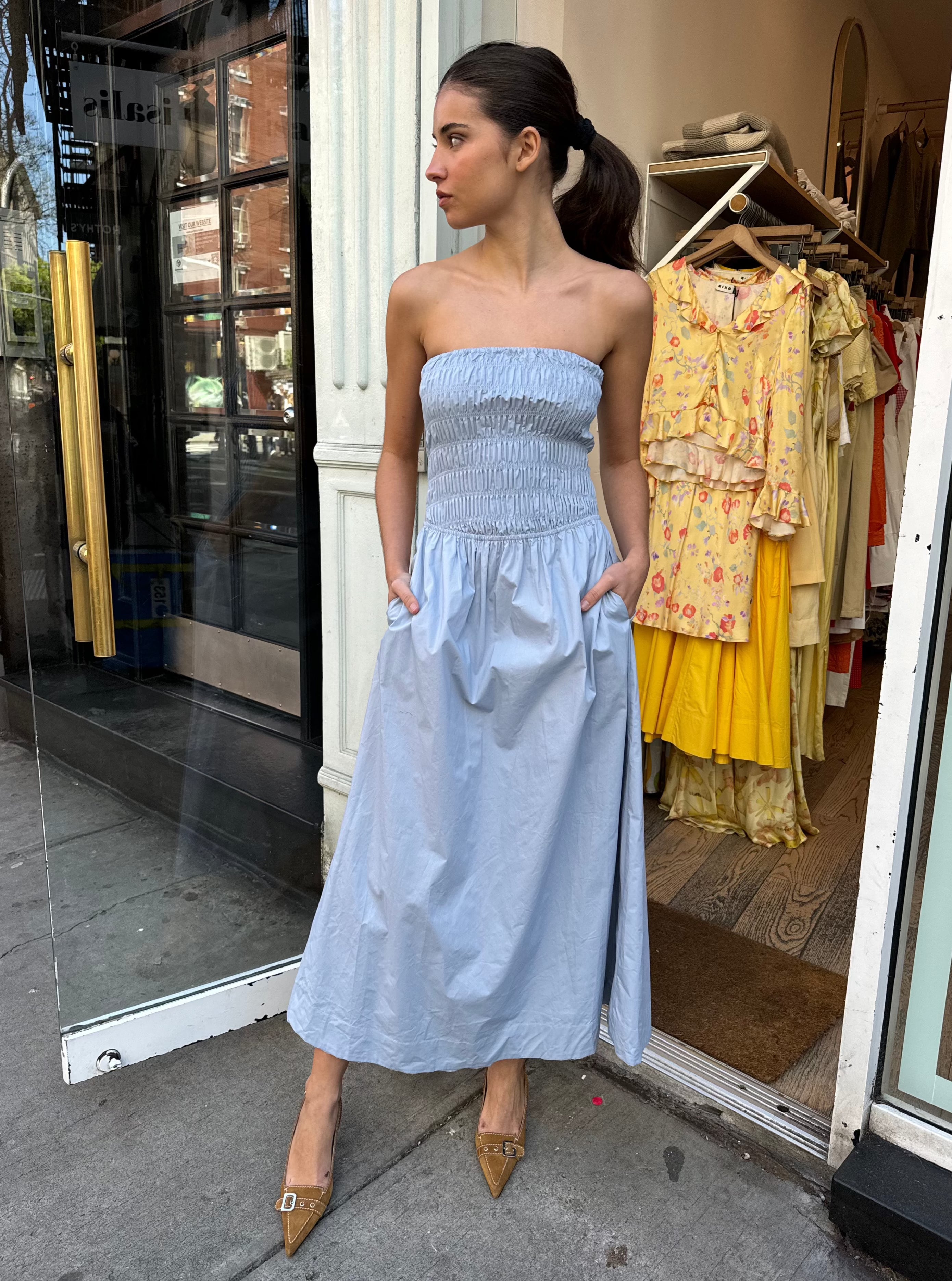 Premium Stone Blue River Dress - Ultimate Comfort & Style