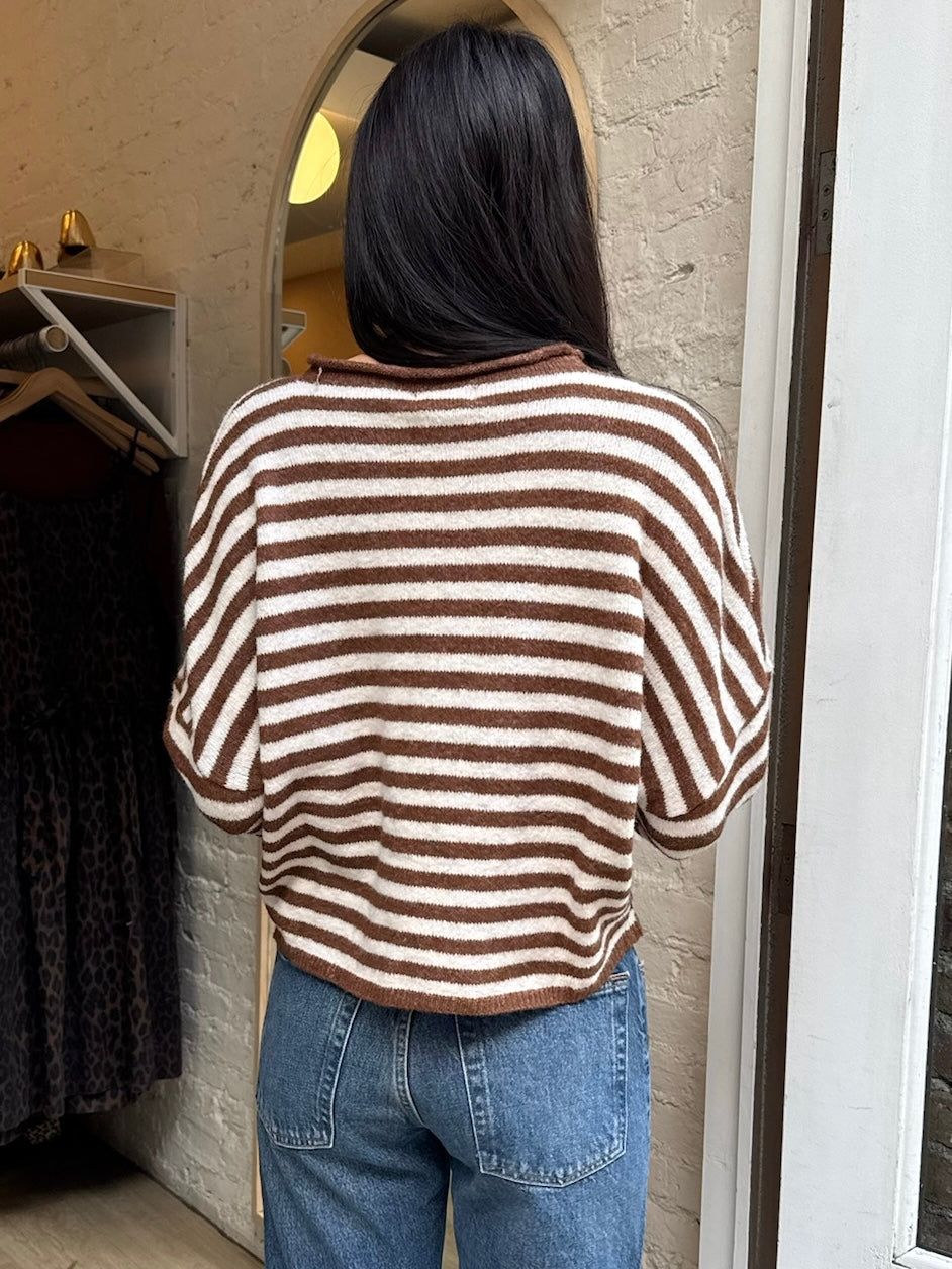 Premium Pisces Striped Cardigan - Brown & Ivory