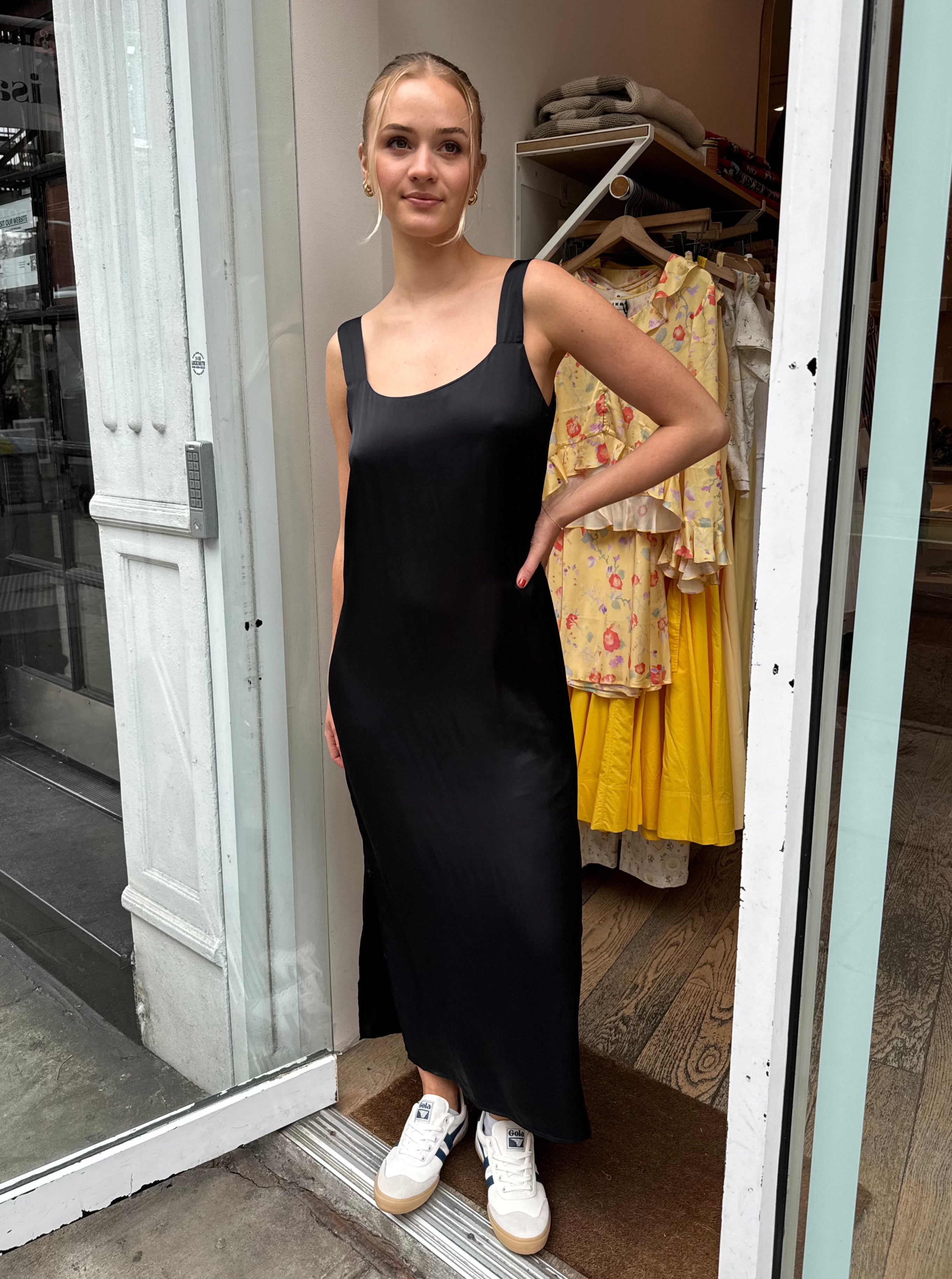Premium Silky Cami Dress in Jet - Ultimate Comfort & Style