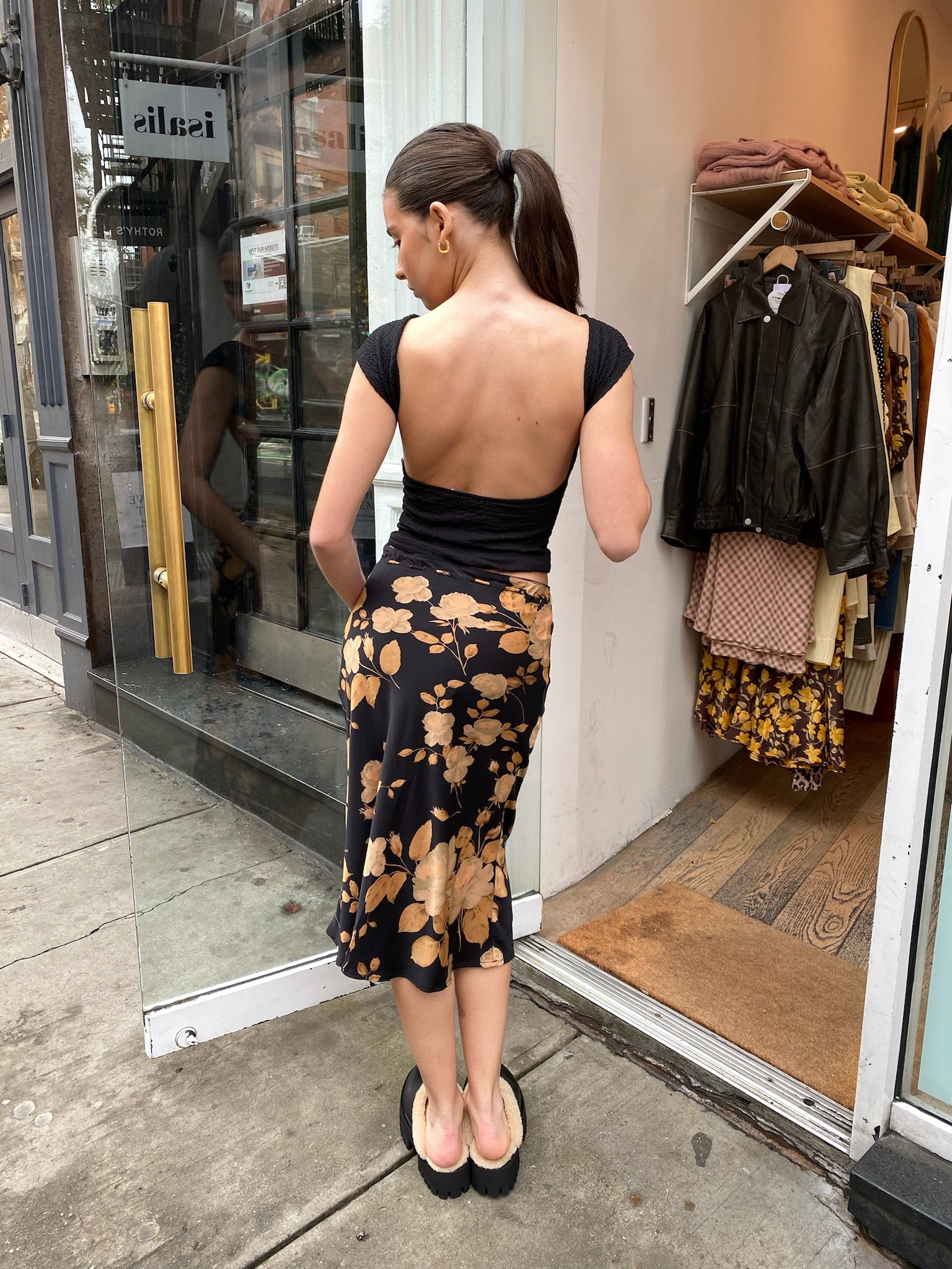 Premium Coco Maxi Skirt - Black Floral Design