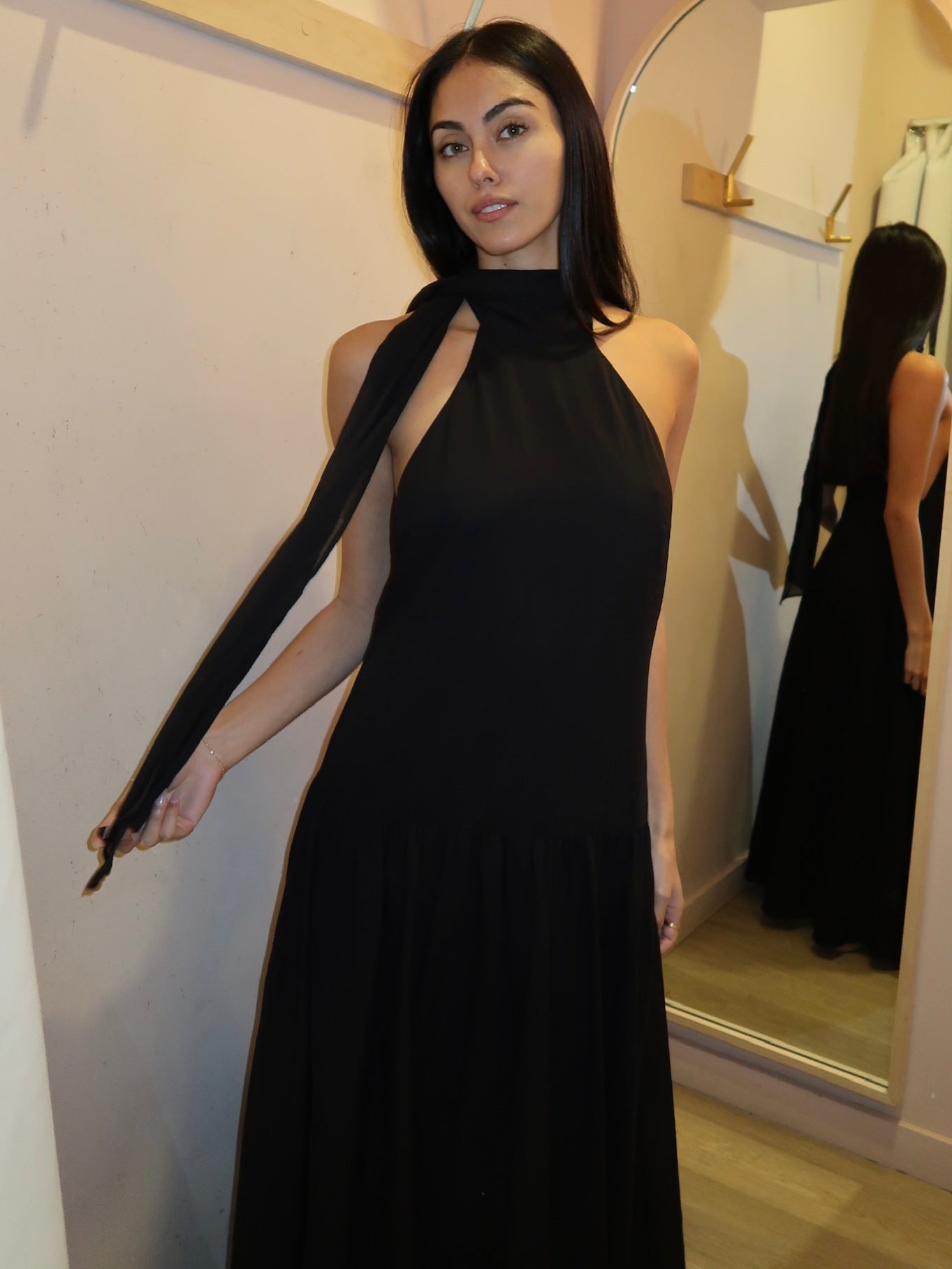 Premium Lina High Neck Dress - Ultimate Black Elegance