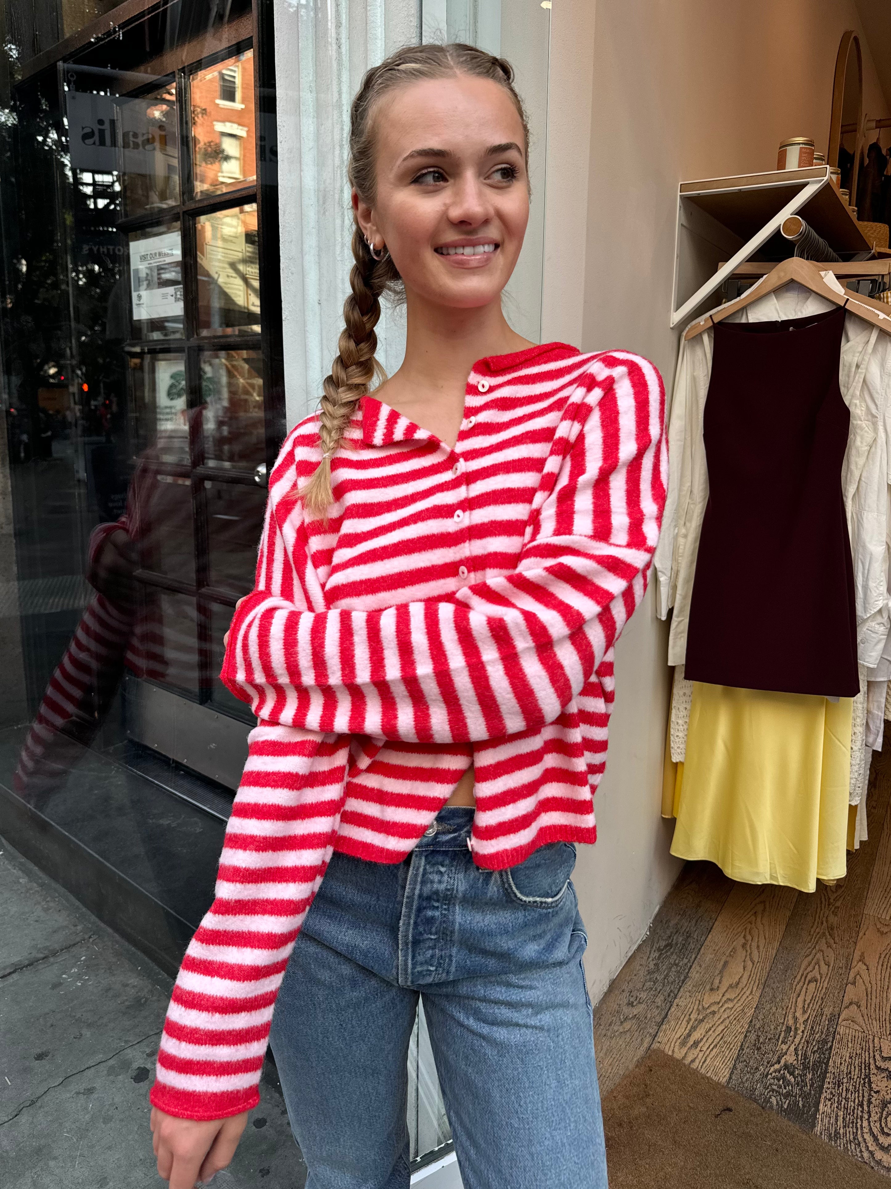 Premium Pisces Candy Cane Button-Down Cardigan - Ultimate Comfort & Style