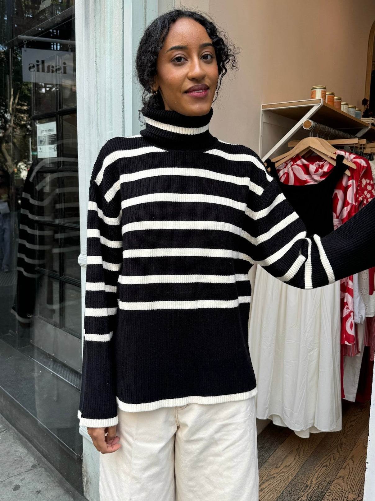 Premium Maisy Black Striped Turtleneck Sweater