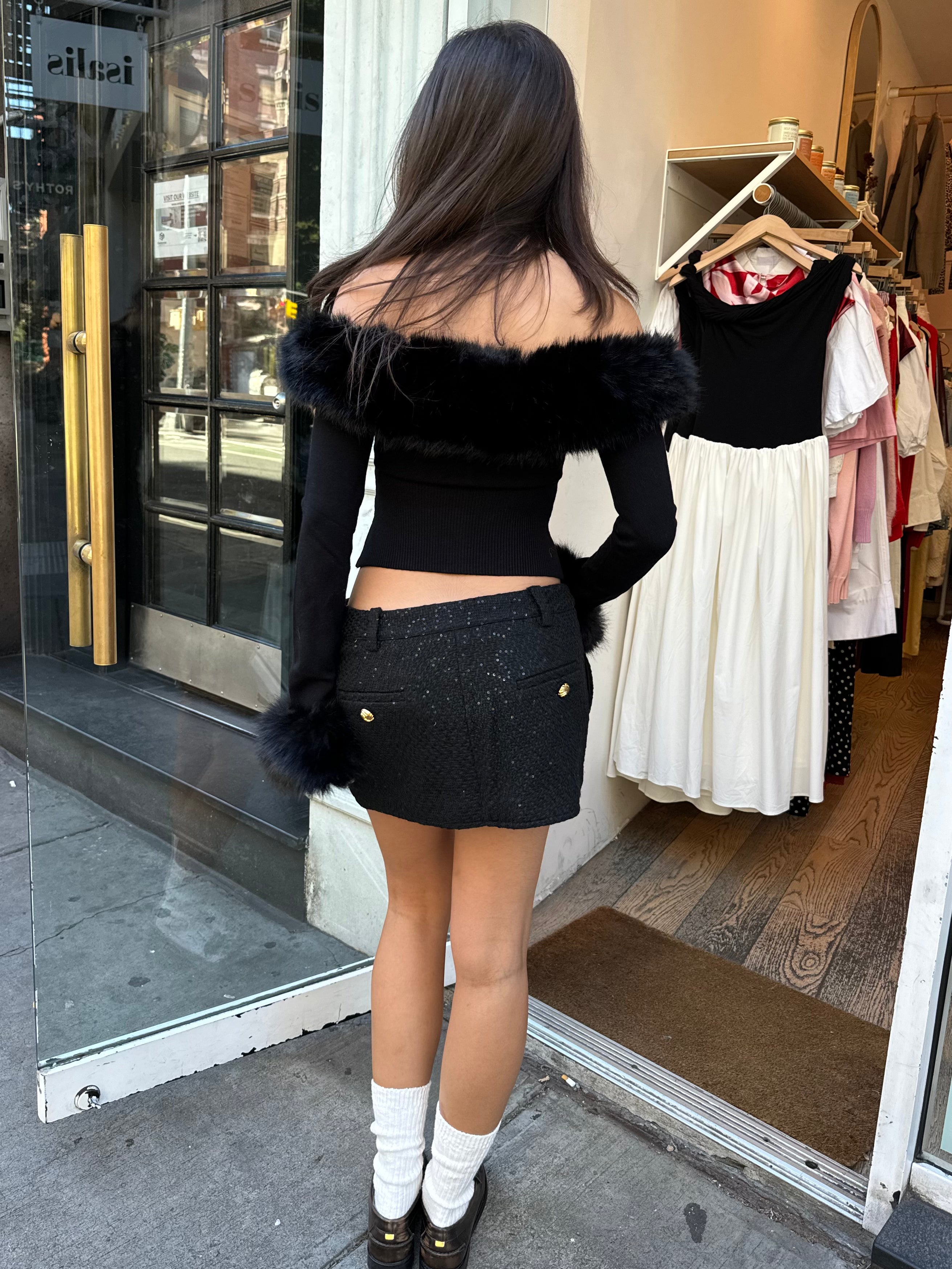 Premium Bela Tweed Mini Skirt - Ultimate Black Elegance