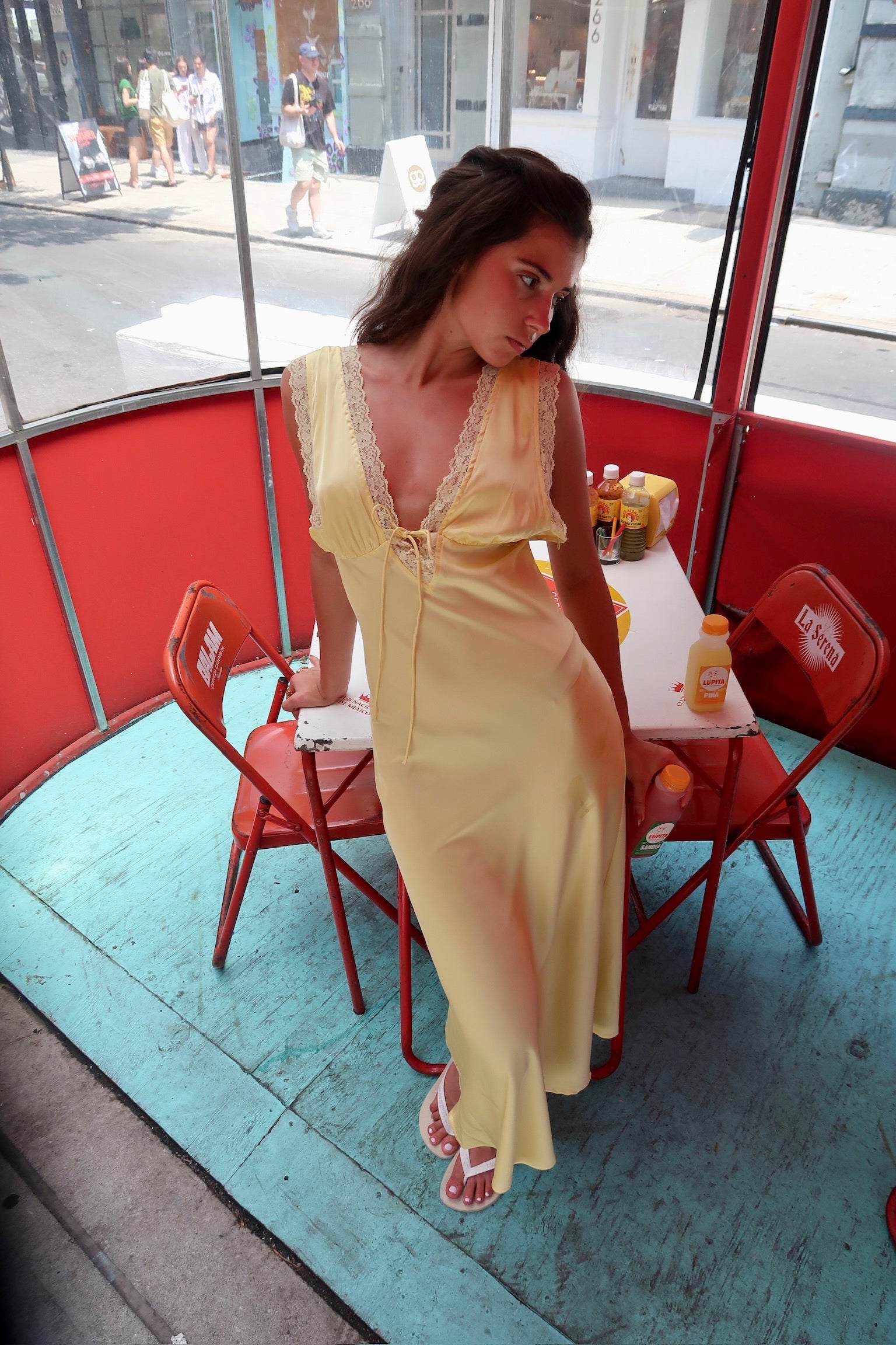 Premium DuSol Lace Maxi Dress - Yellow