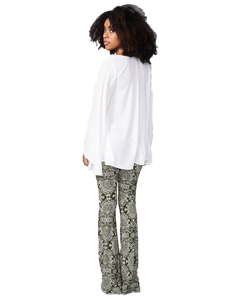Premium Olive Print Bam Bam Bells - Ultimate Boho Chic Pants