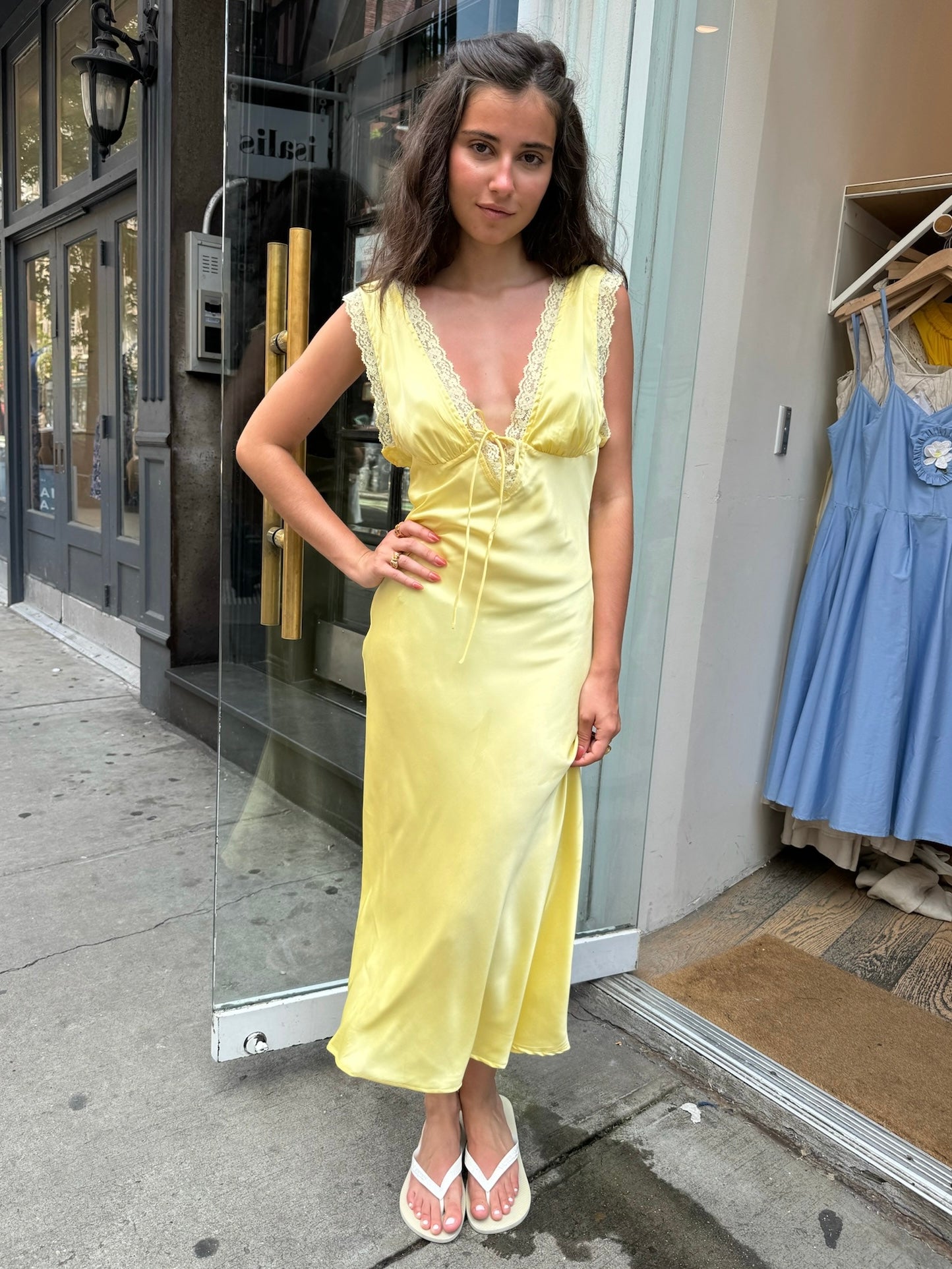 Premium DuSol Lace Maxi Dress - Yellow