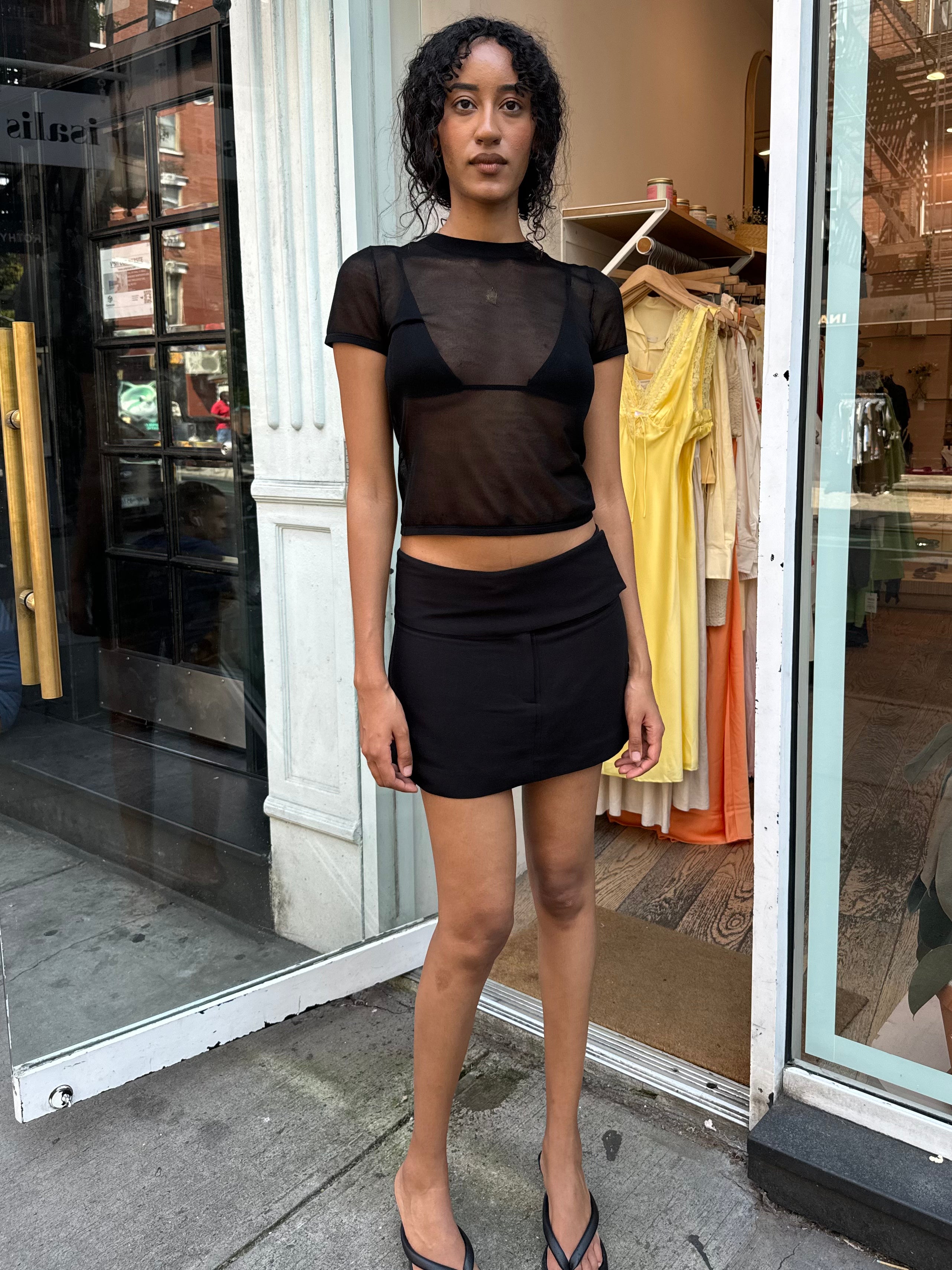 Premium Wide Waistband Black Mini Skirt