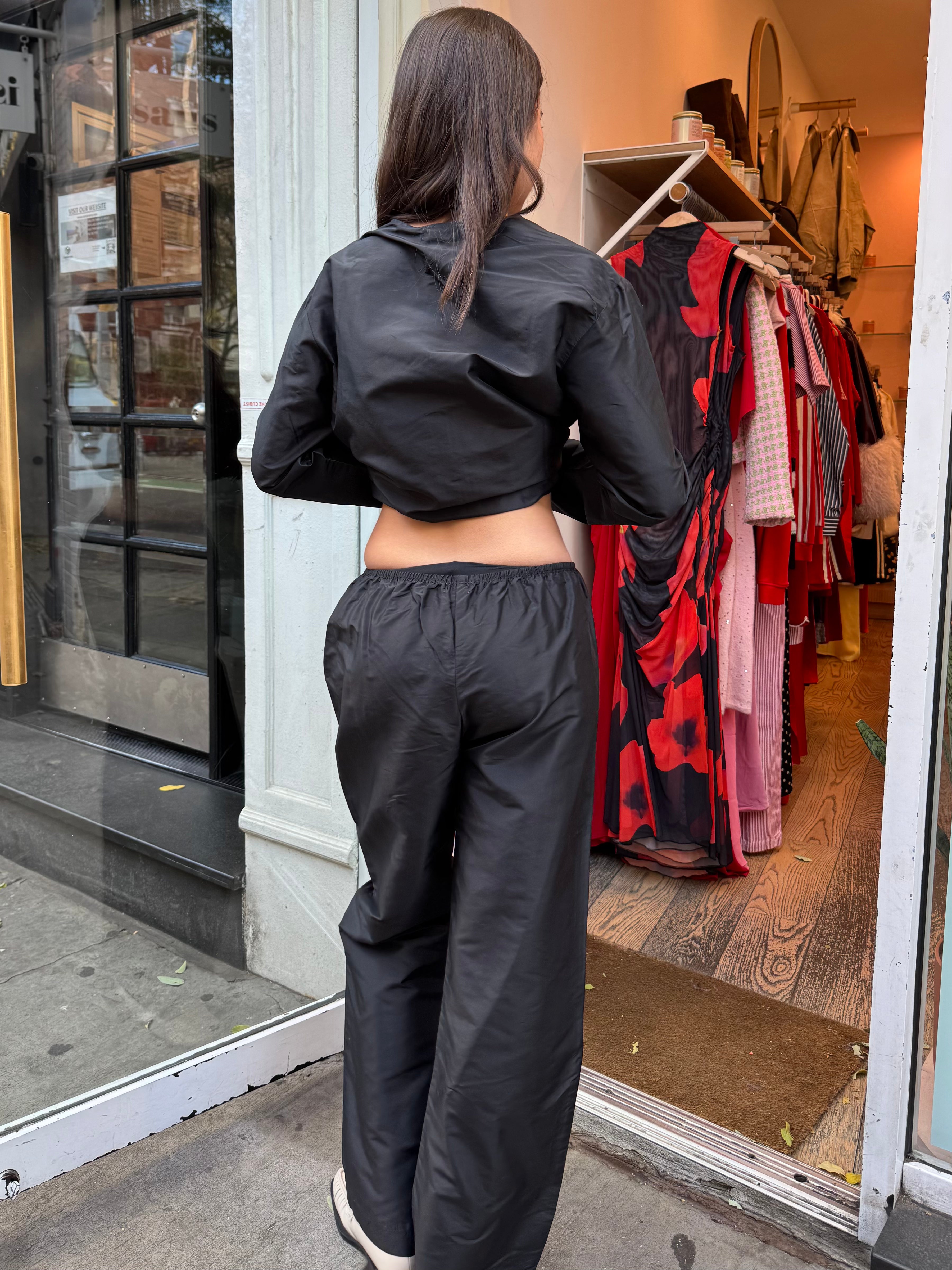 Premium Taffeta Silk Pants in Jet Black - Ultimate Comfort & Style