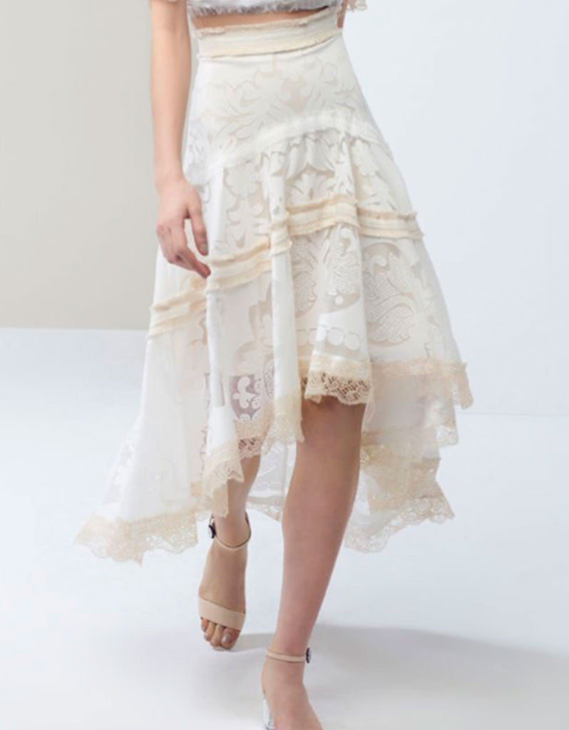 Premium Alexis Belle Skirt - Pearl White Elegance