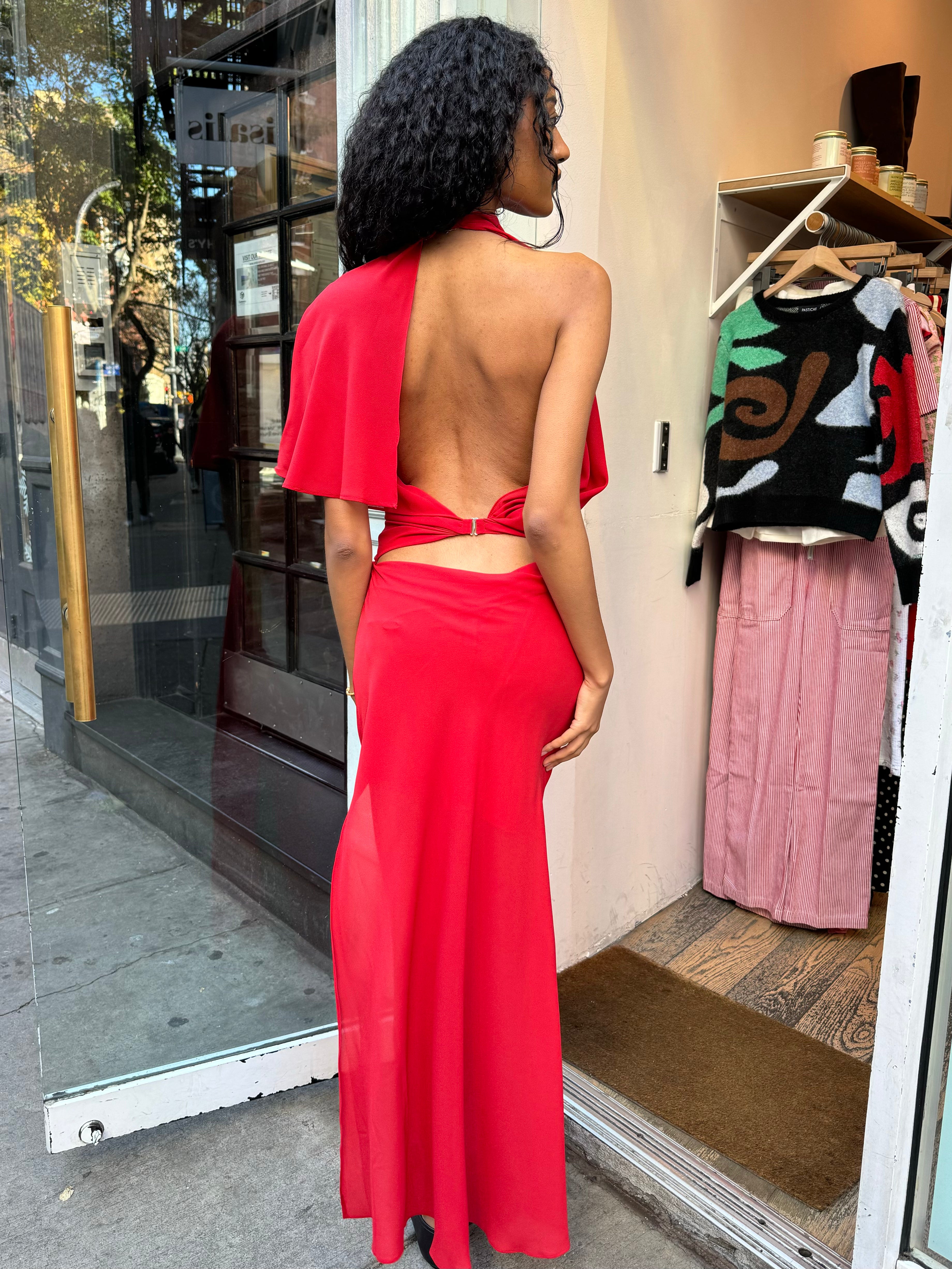 Premium Clarice Drape Dress in Rouge - Ultimate Style Upgrade