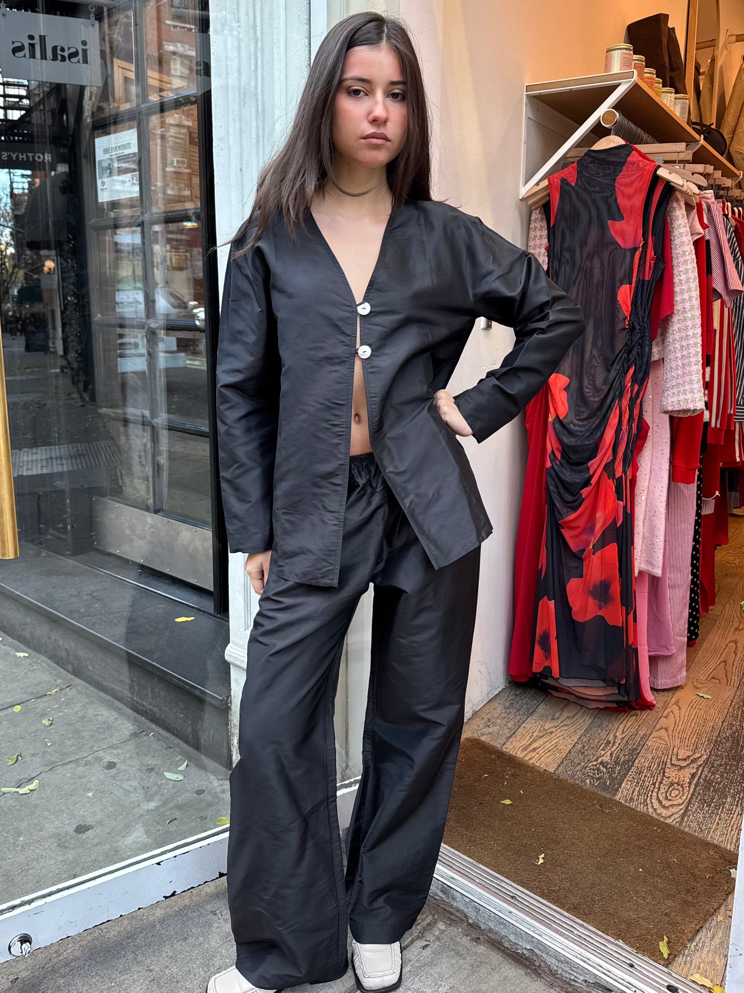 Premium Taffeta Silk Pants in Jet Black - Ultimate Comfort & Style
