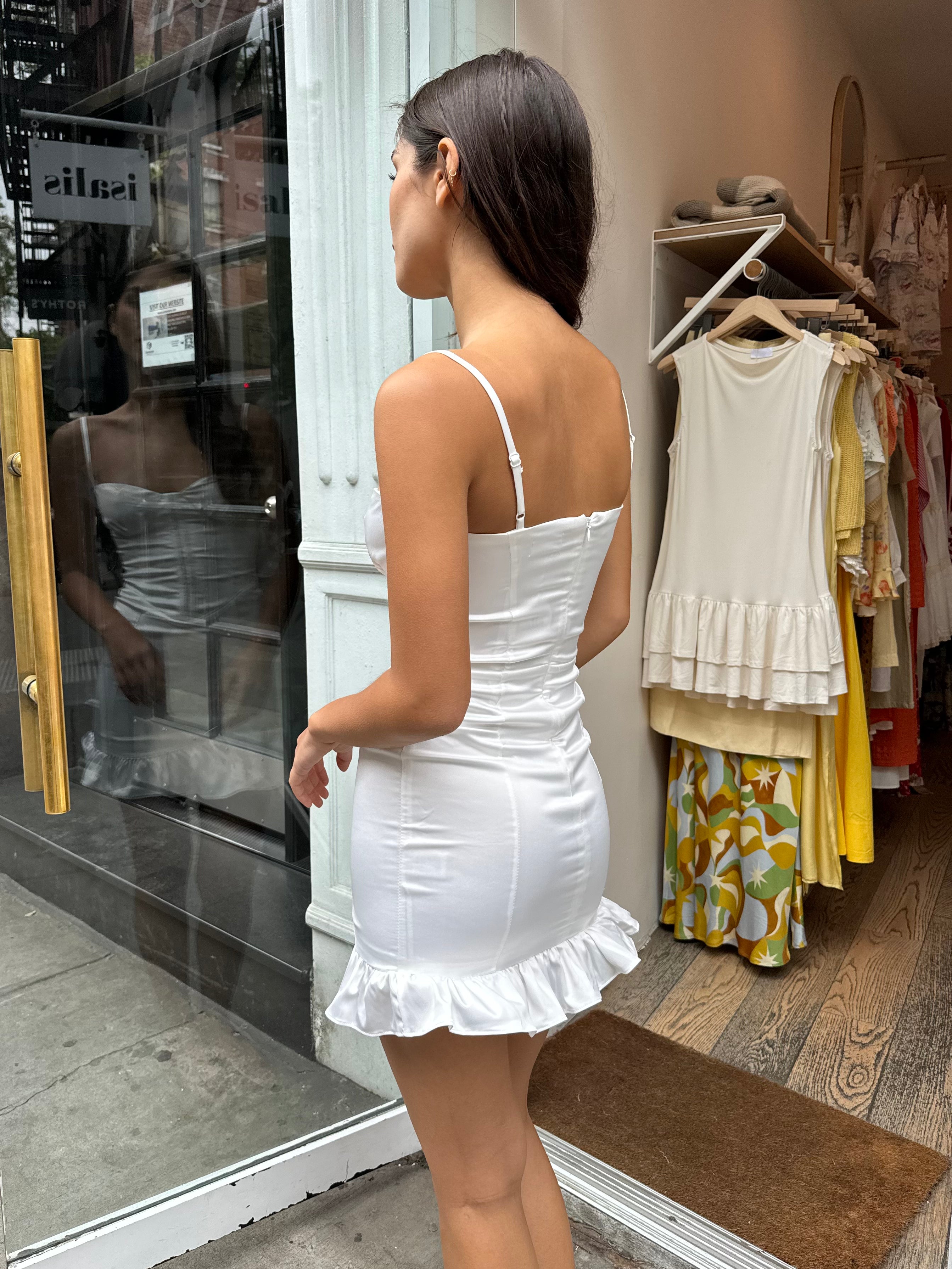 Premium Gio Corset Mini Dress - Ultimate White Elegance