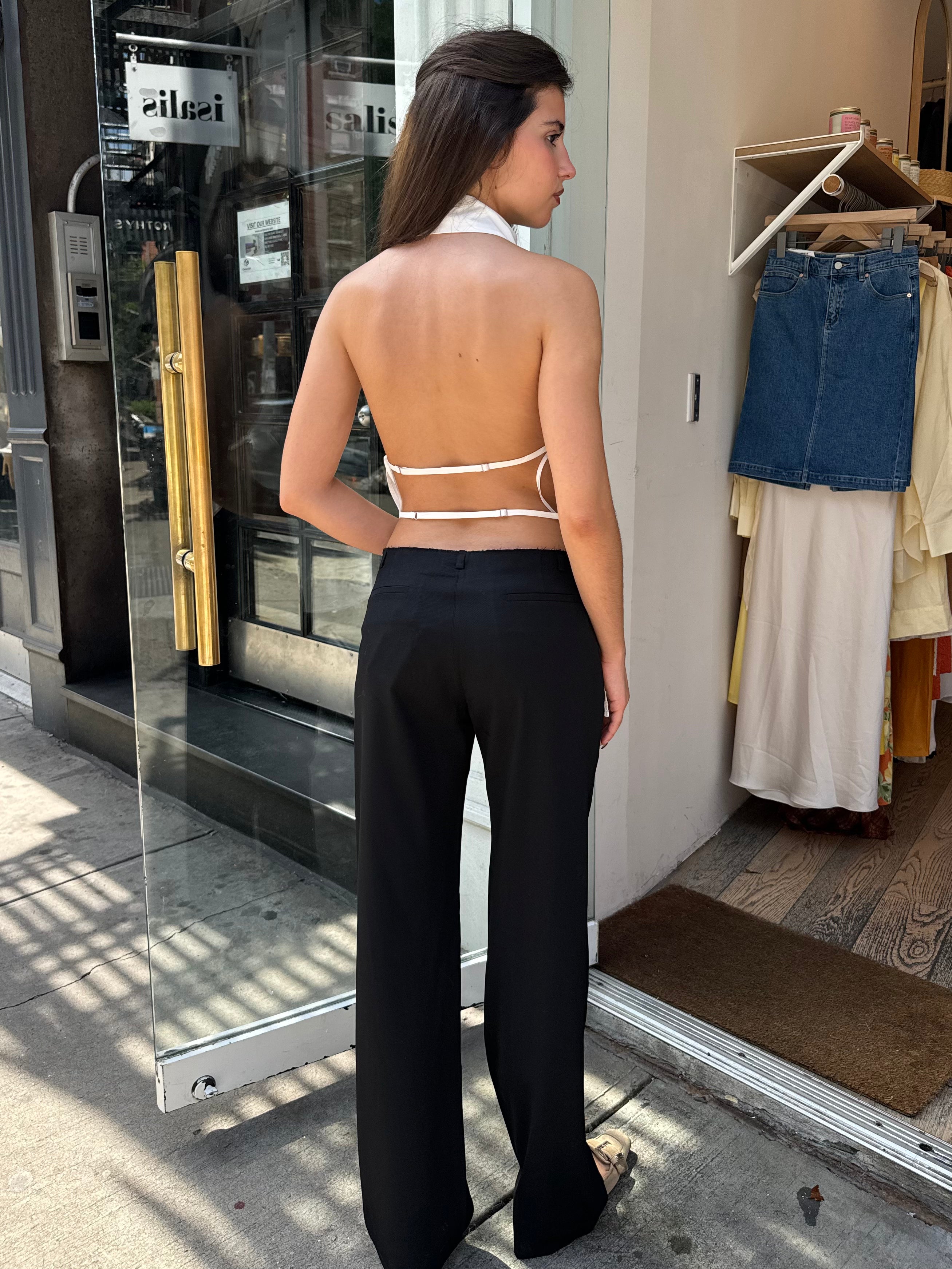 Premium Raw Edge Pants in Sleek Black