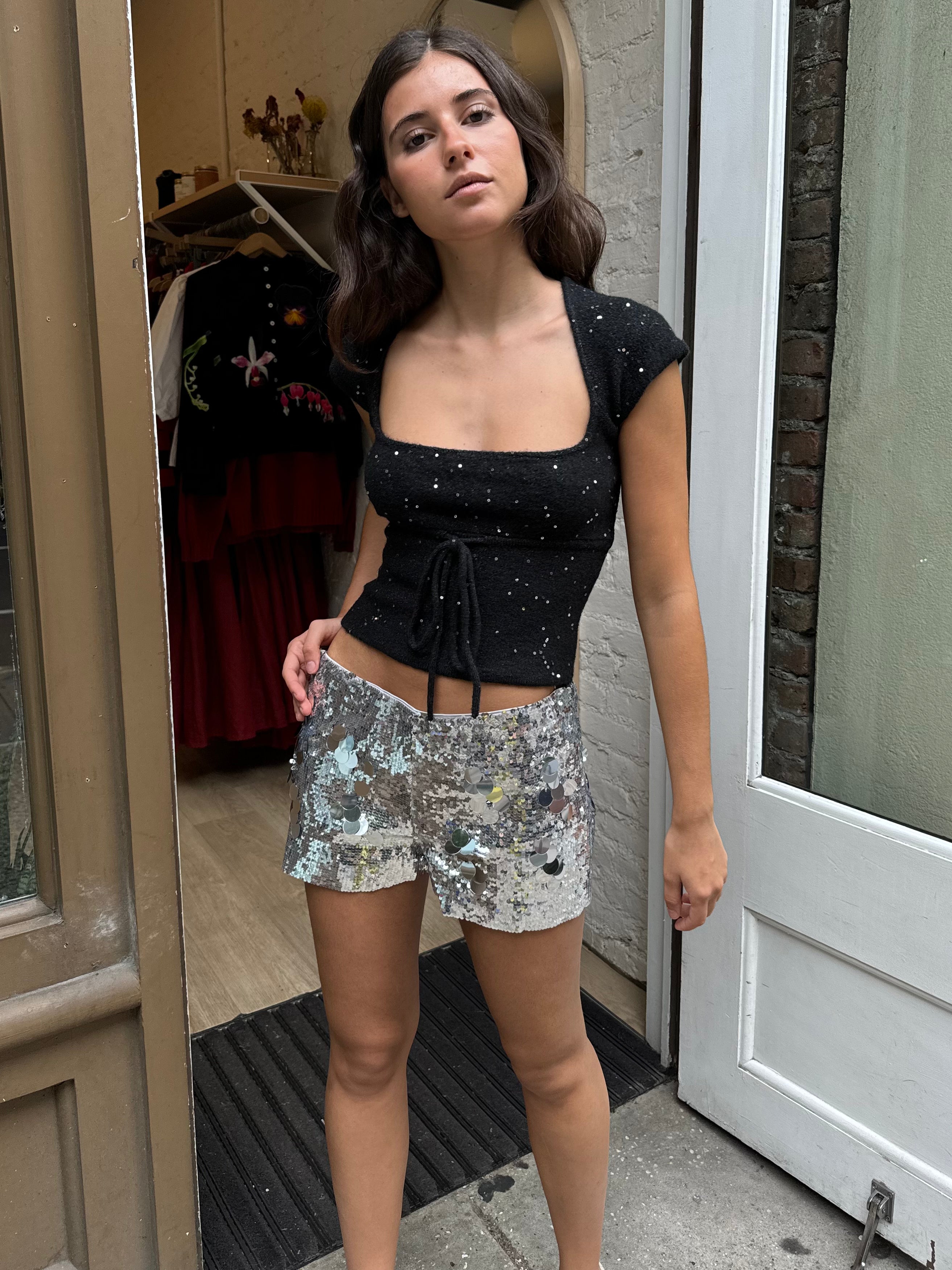 Premium Silver Paillette Mini Shorts – Ultimate Glamour