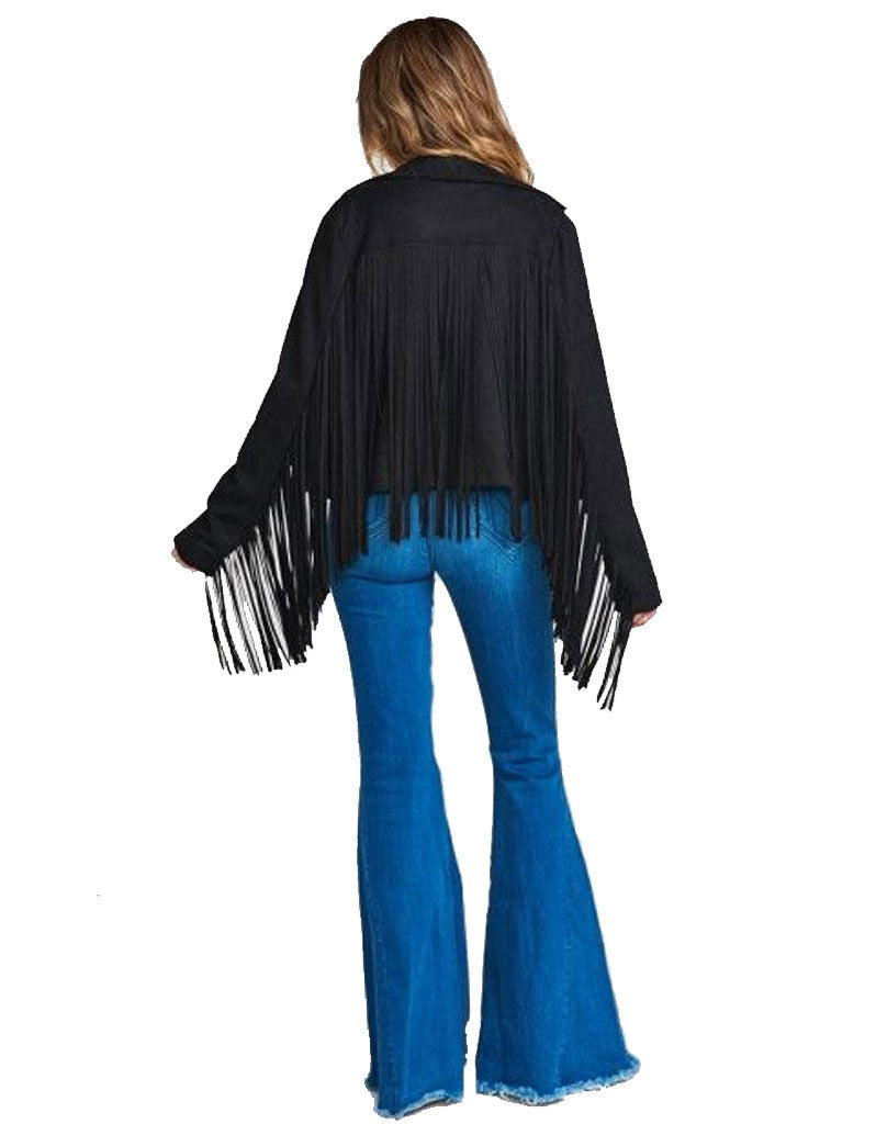 Premium Show Me Your Mumu Ojai Fringe Jacket - Black Faux Suede
