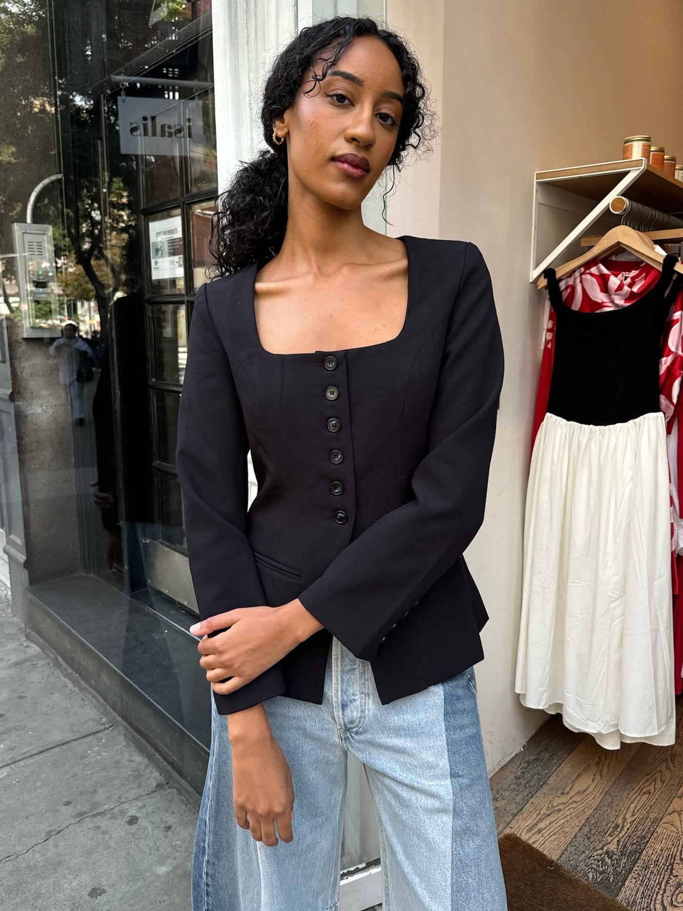Premium Olga Button-Down Jacket - Ultimate Black Edition